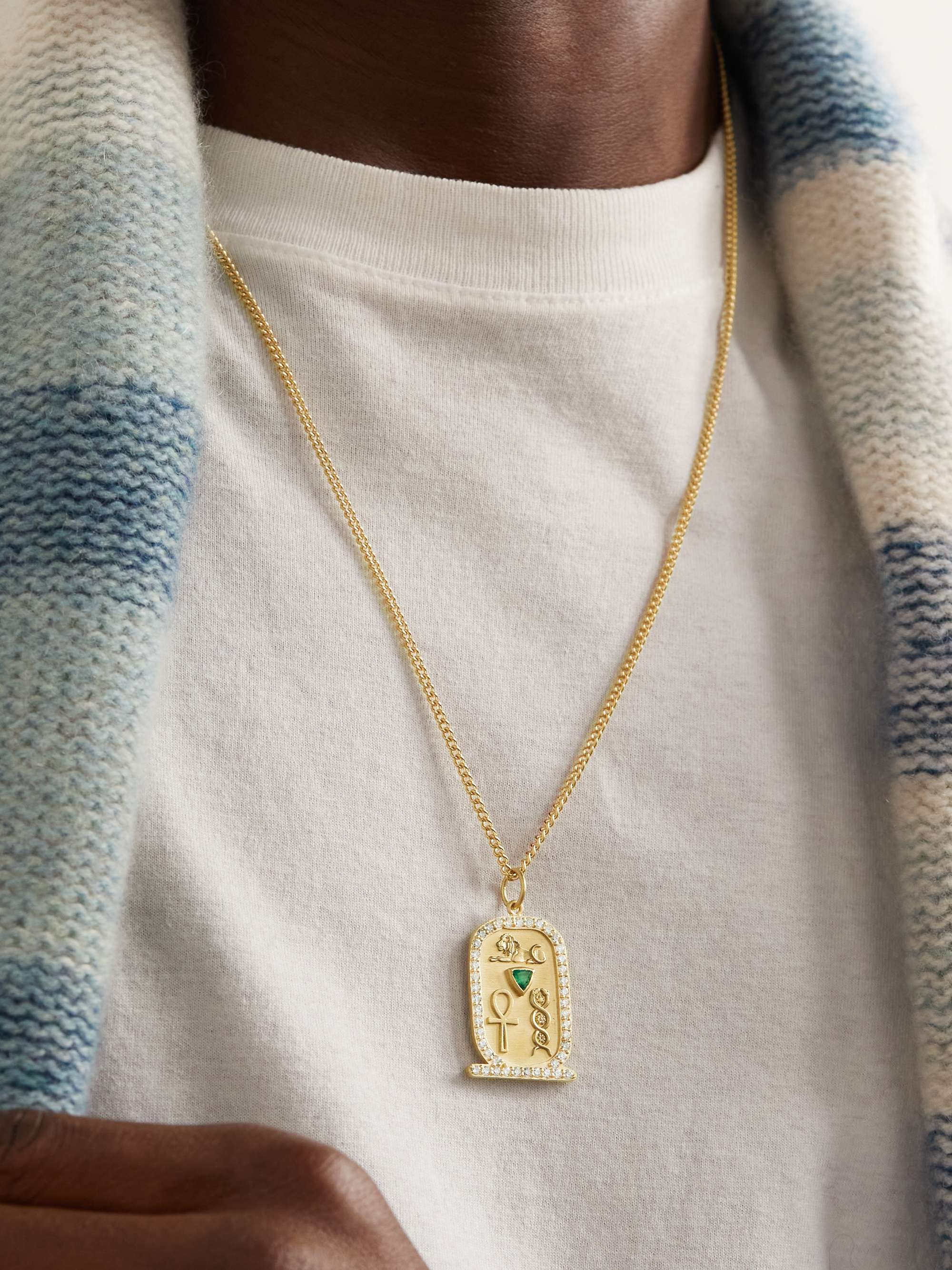 JACQUIE AICHE Gold, Diamond and Emerald Pendant Necklace