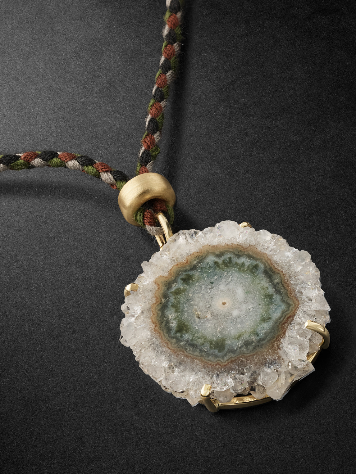 Shop Jacquie Aiche Gold, Geode And Cord Pendant Necklace