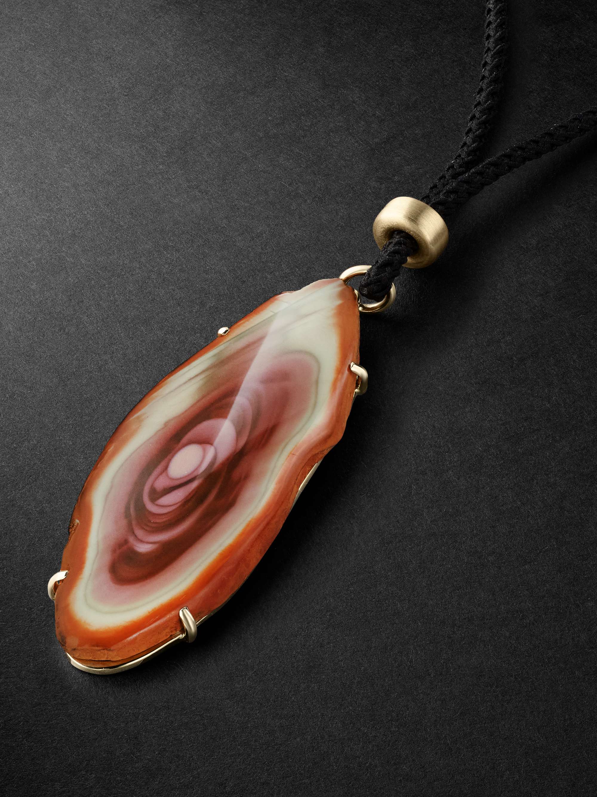 JACQUIE AICHE Gold, Jasper and Cord Pendant Necklace
