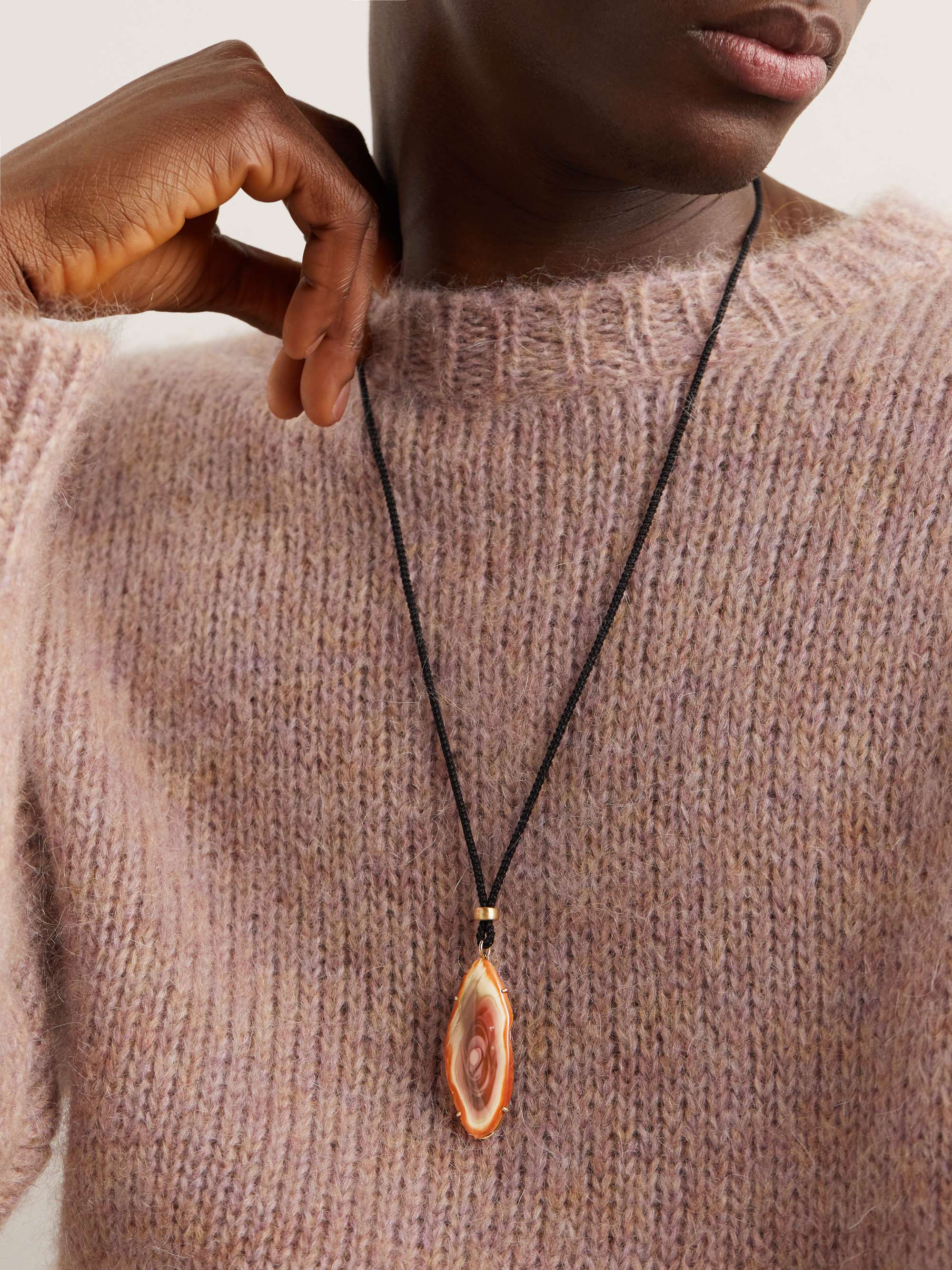 JACQUIE AICHE Gold, Jasper and Cord Pendant Necklace