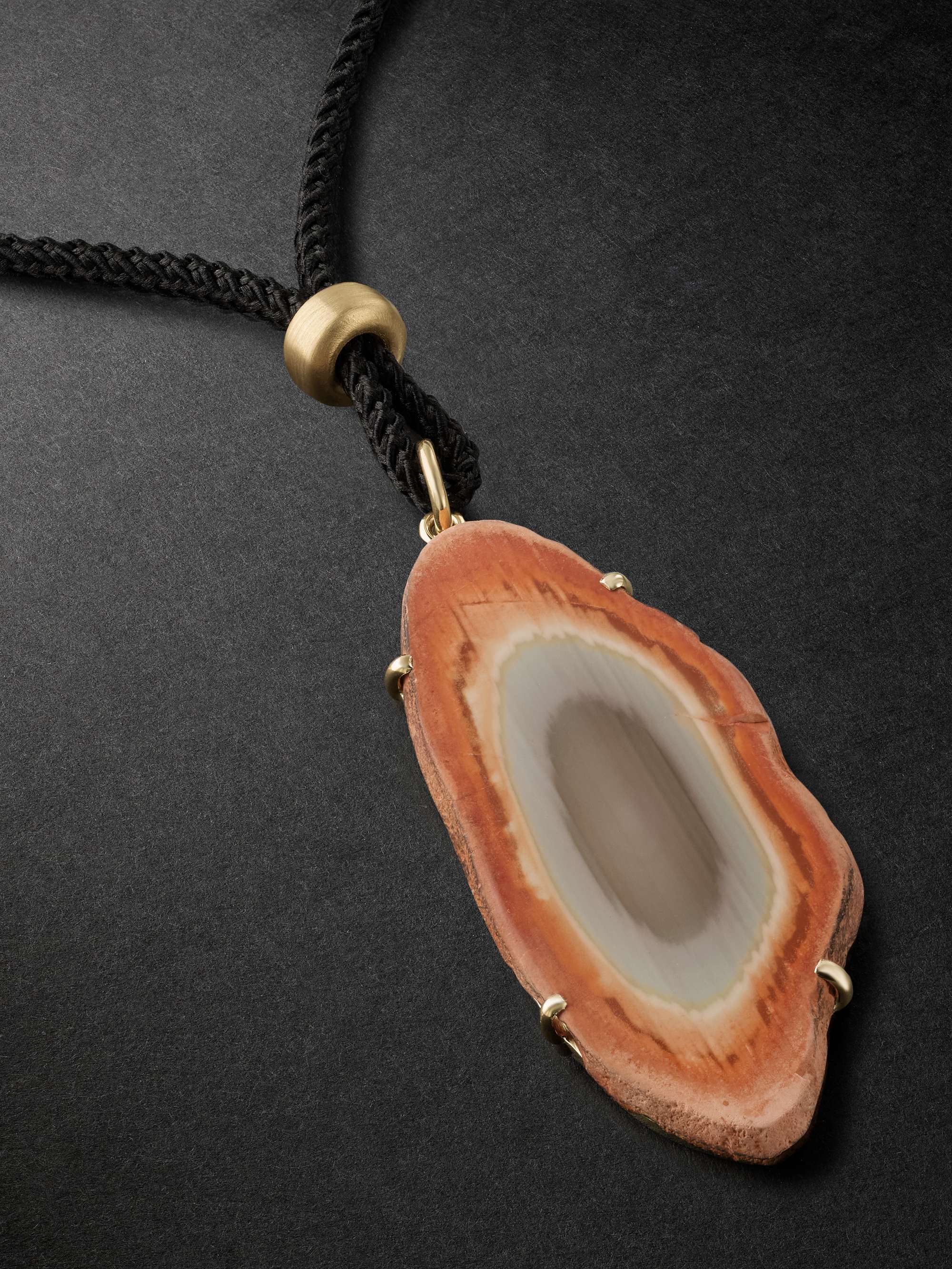 JACQUIE AICHE Gold, Jasper and Cord Pendant Necklace