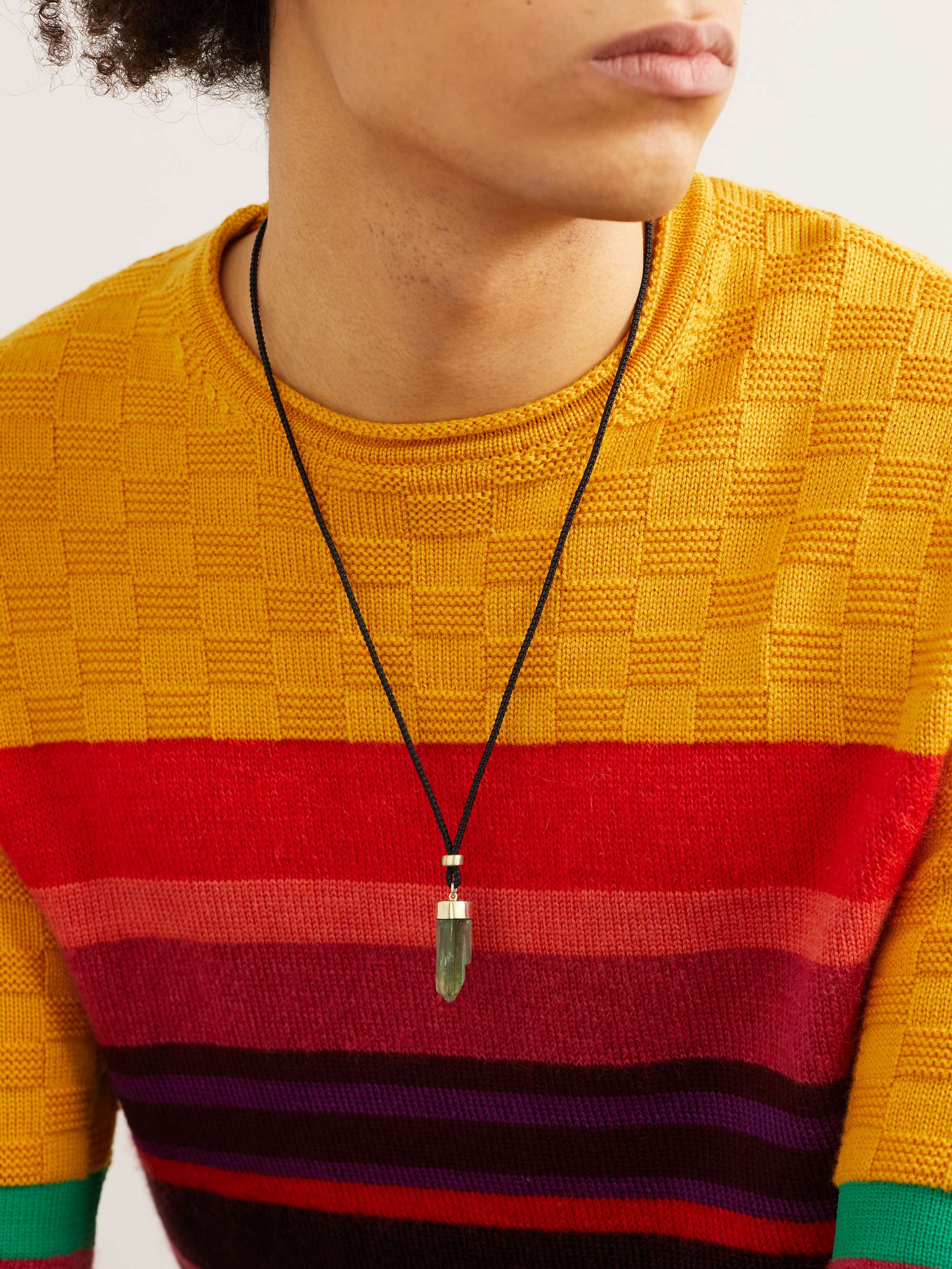 JACQUIE AICHE Gold, Tourmaline and Cord Necklace