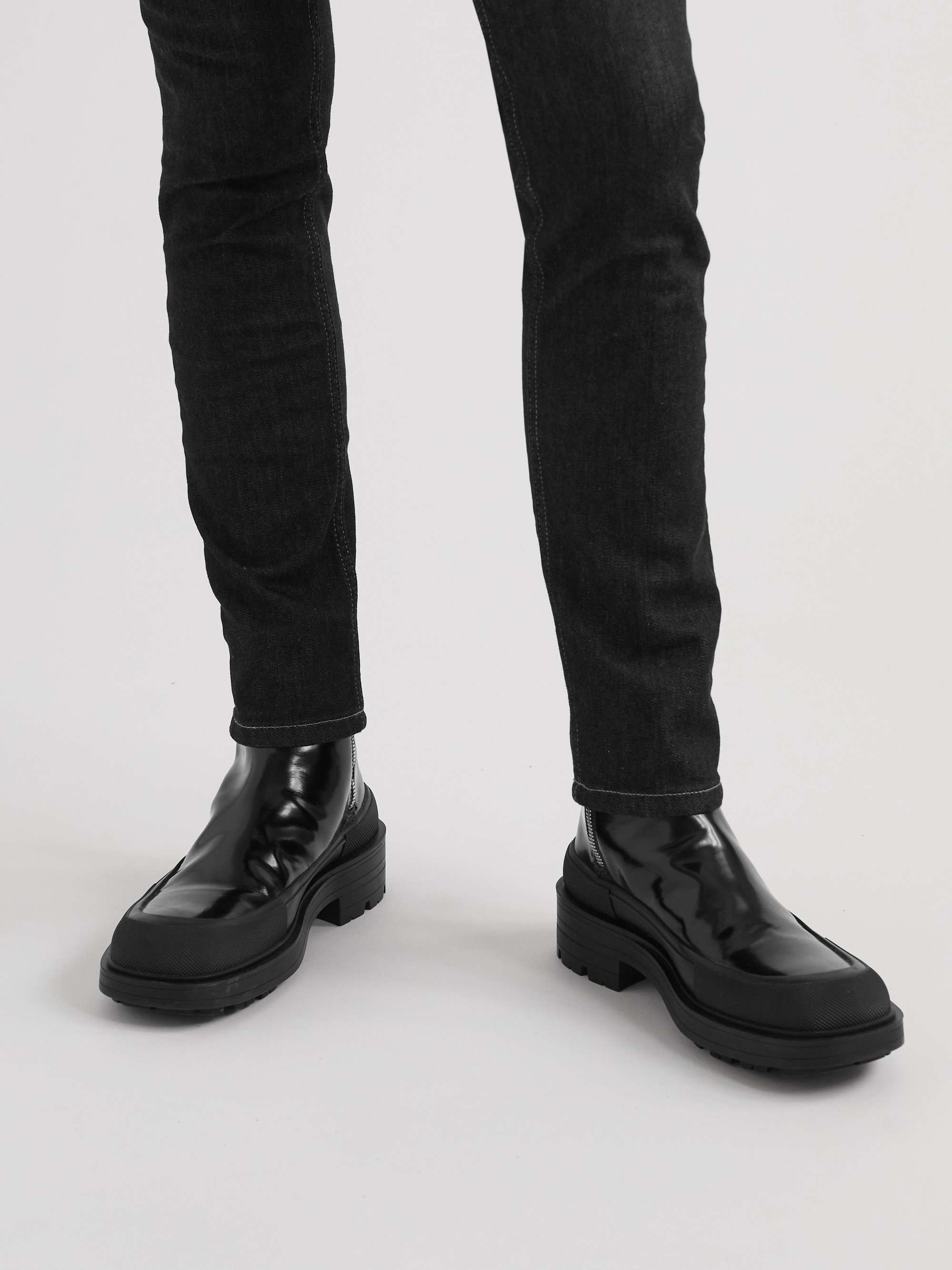 ALEXANDER MCQUEEN Rubber-Trimmed Leather Chelsea Boots for Men | MR PORTER