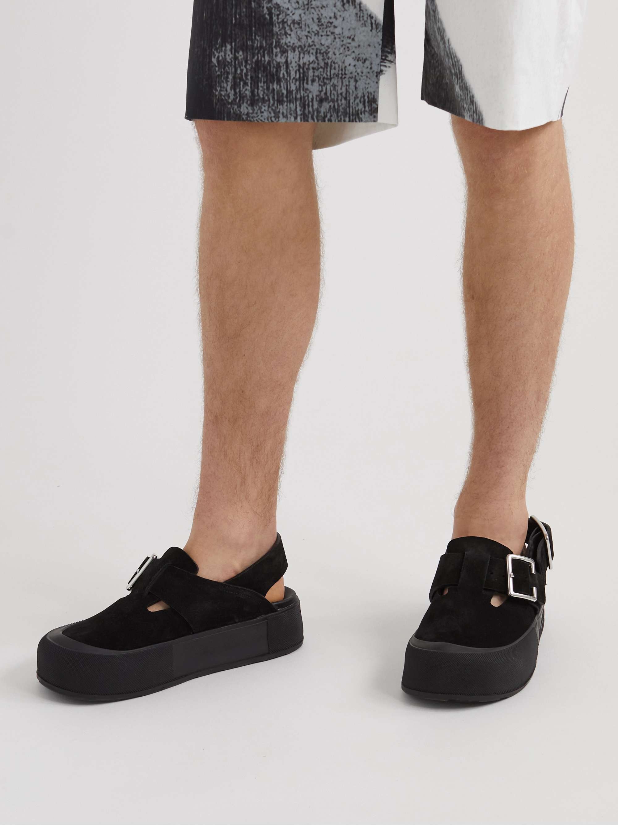 ALEXANDER MCQUEEN Exaggerated-Sole Suede Sandals