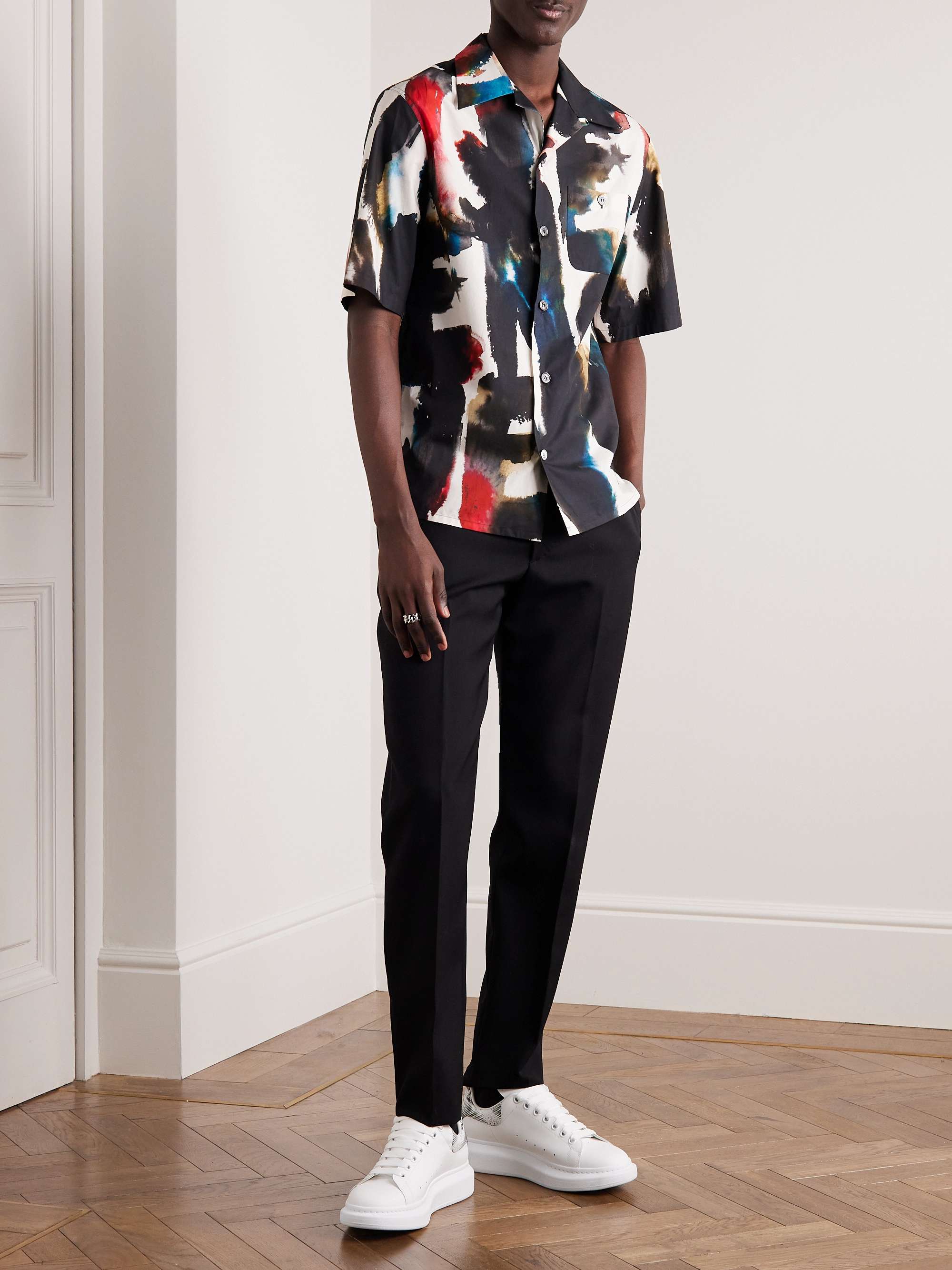 ALEXANDER MCQUEEN Printed Exaggerated-Sole Leather Sneakers
