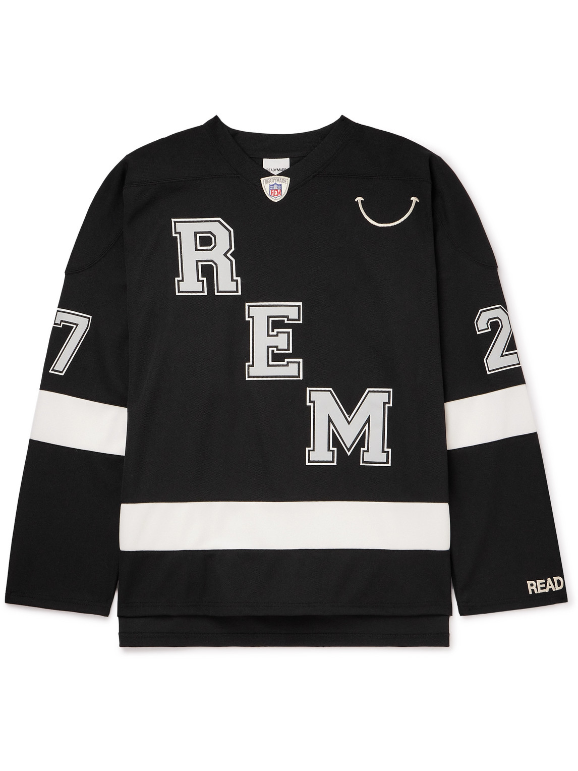 Readymade Logo-embroidered Appliquéd Striped Piqué T-shirt In Black