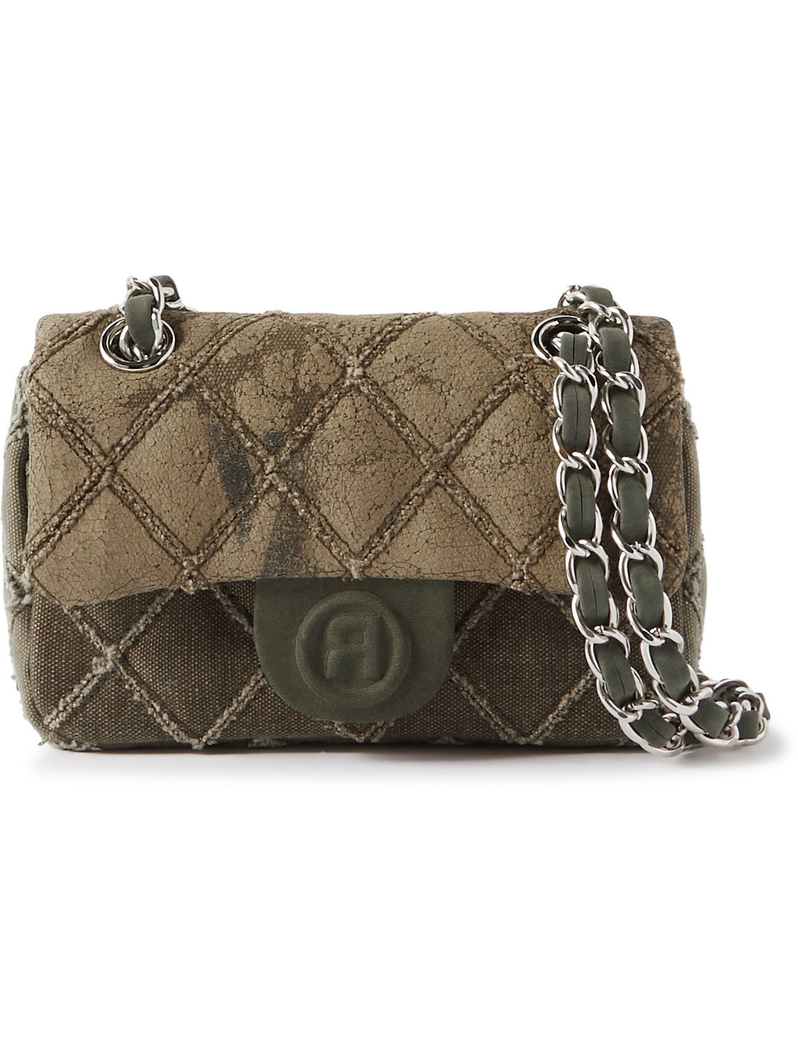 READYMADE Suede-Trimmed Distressed Canvas Messenger Bag