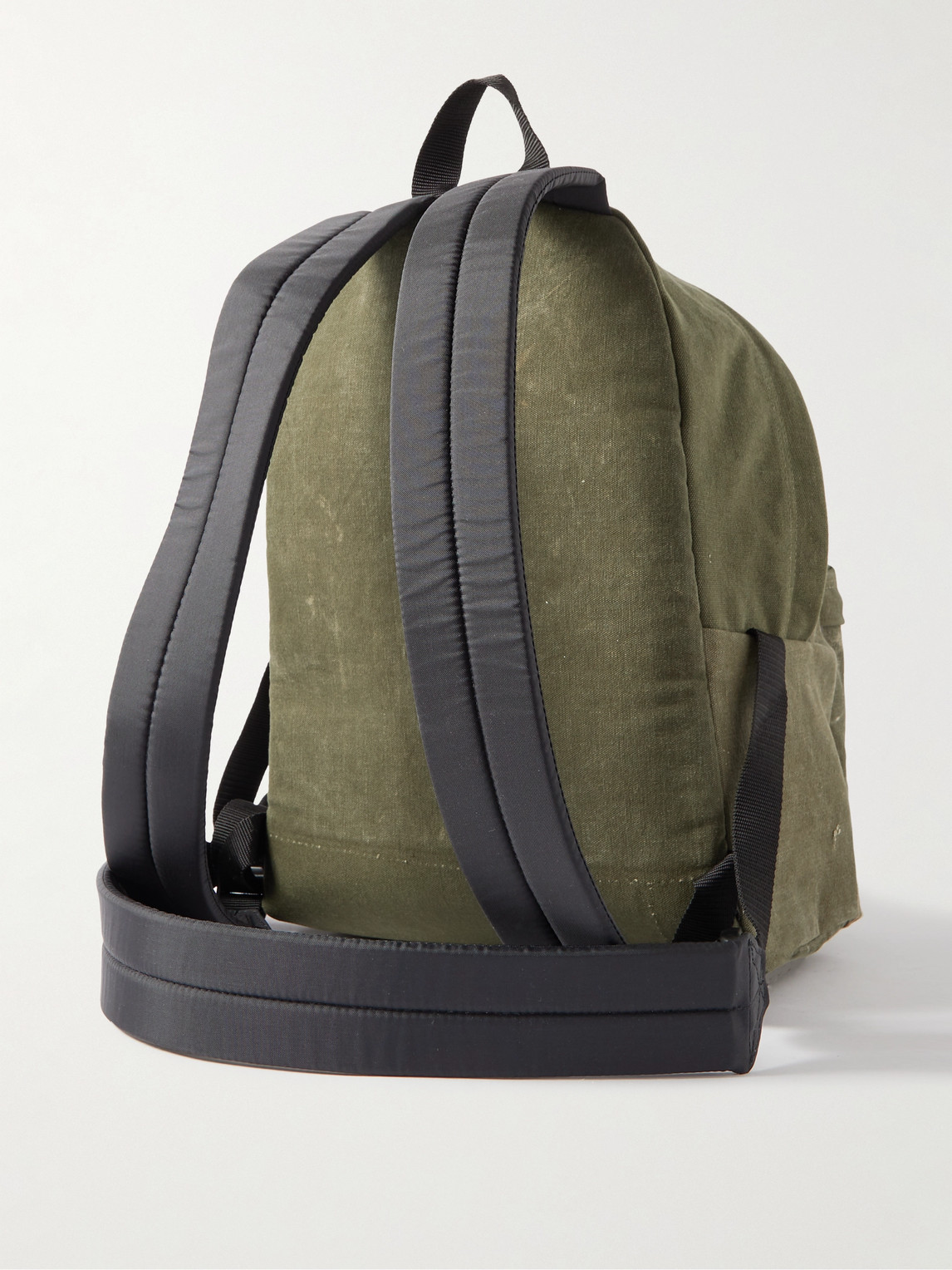 Shop Readymade Logo-appliquéd Distressed Cotton-canvas Backpack In Green