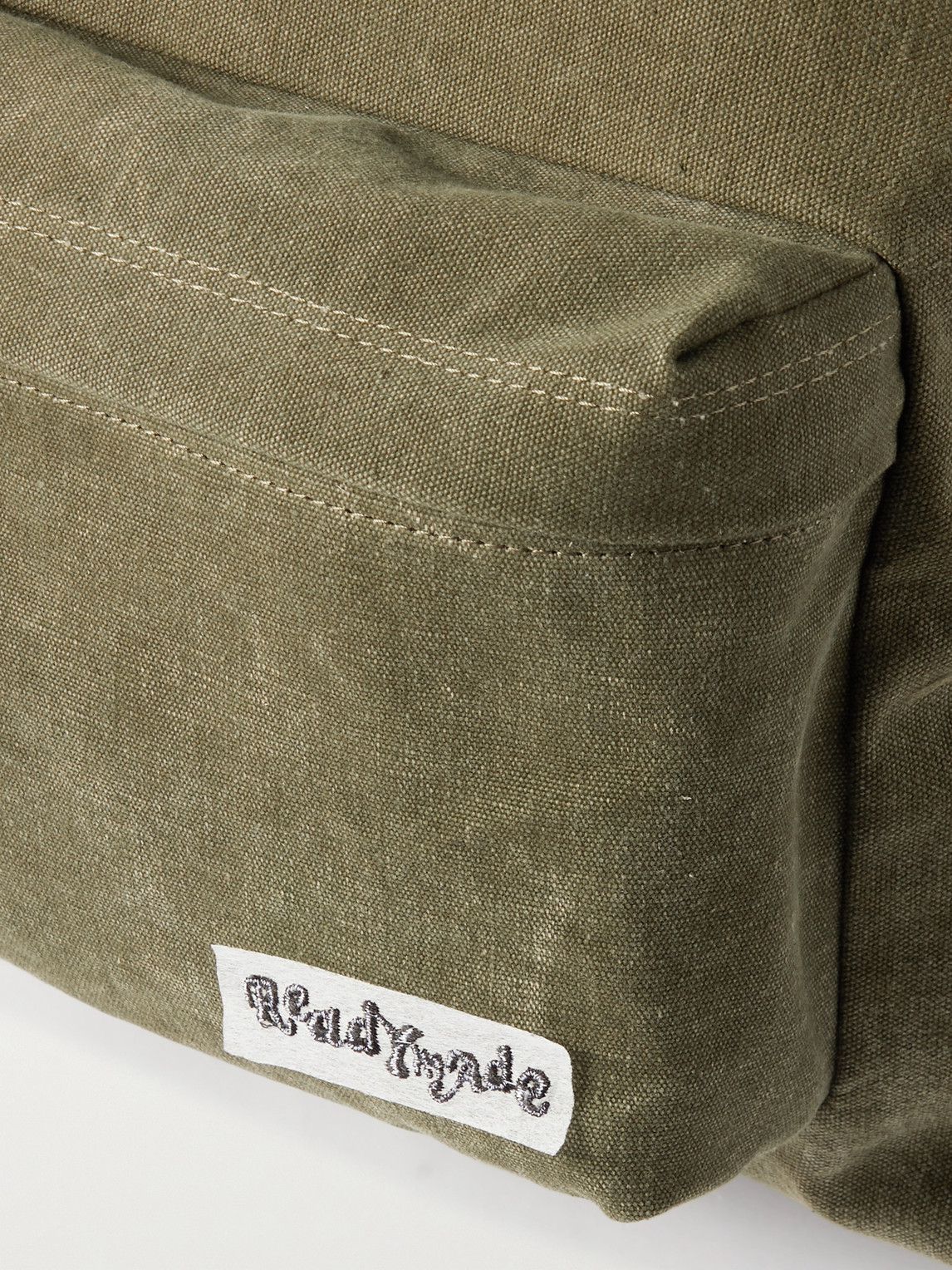 Shop Readymade Logo-appliquéd Distressed Cotton-canvas Backpack In Green