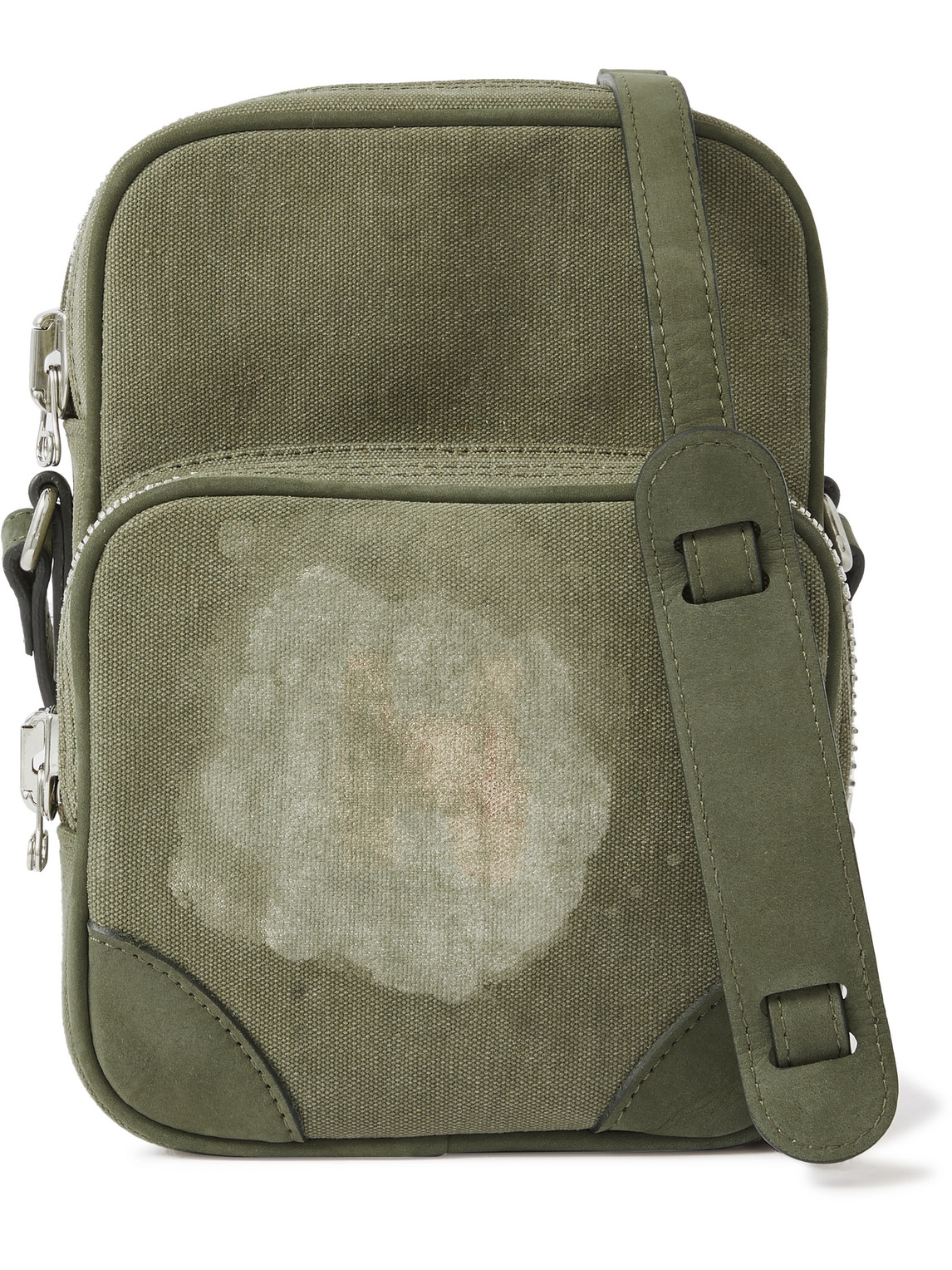 READYMADE Suede-Trimmed Distressed Canvas Messenger Bag