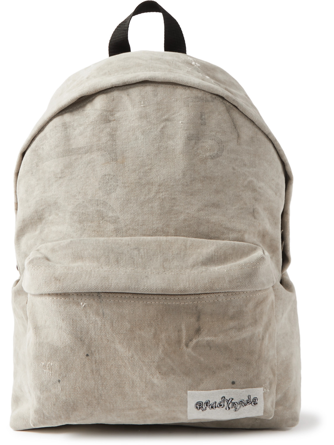 Readymade Logo-appliquéd Distressed Cotton-canvas Backpack In Grey