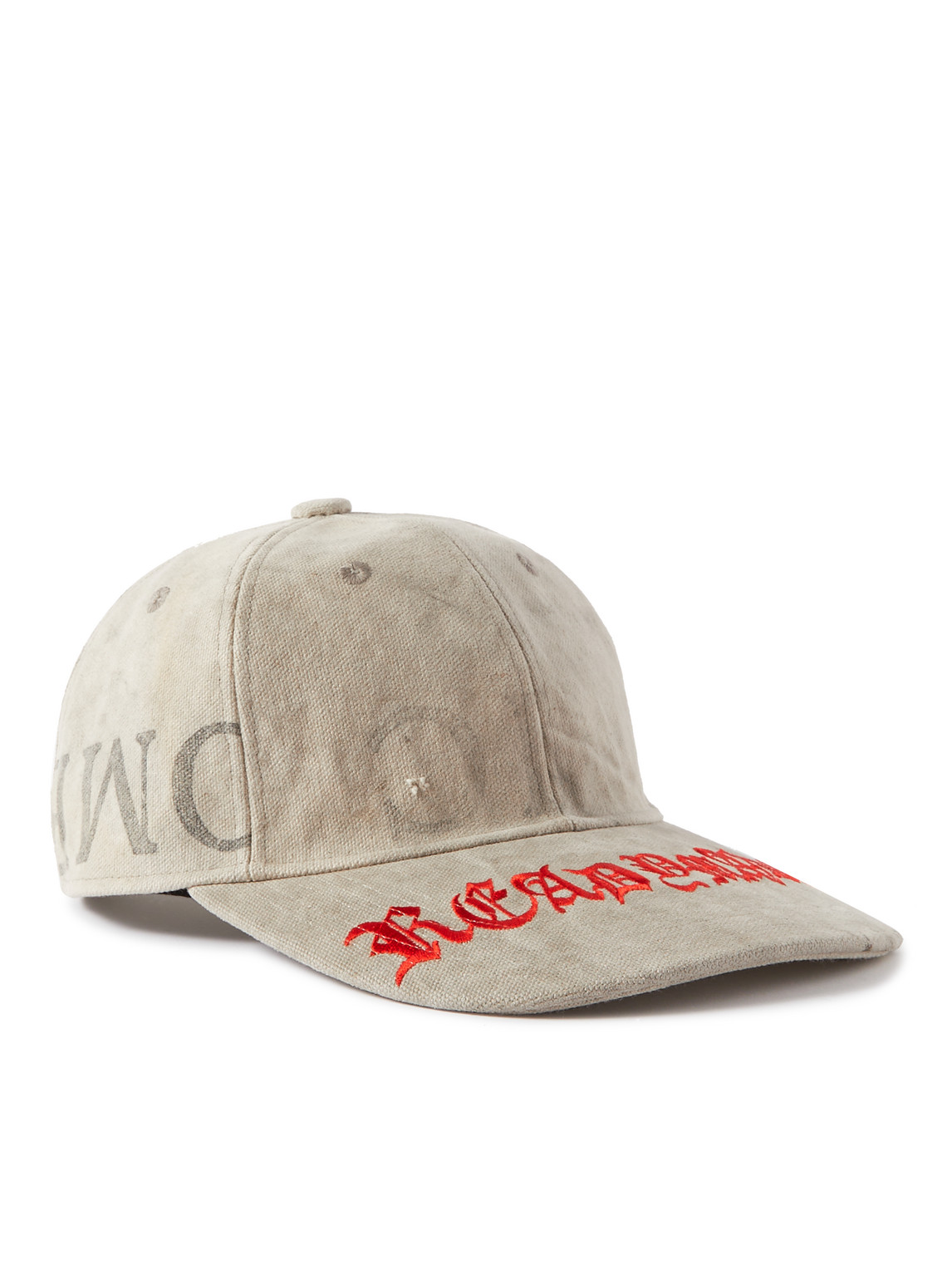 READYMADE Logo-Embroidered Distressed Cotton-Canvas Baseball Cap