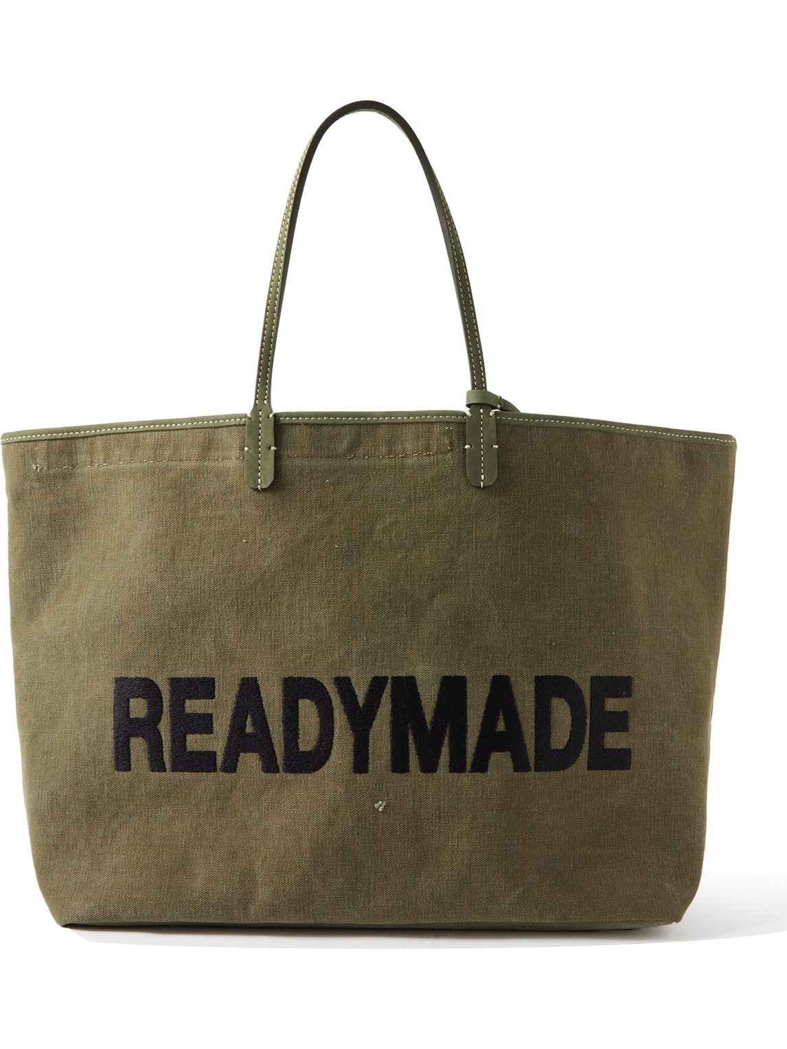 Readymade Dorothy Large Nubuck-trimmed Logo-embroidered Canvas Tote Bag In Green