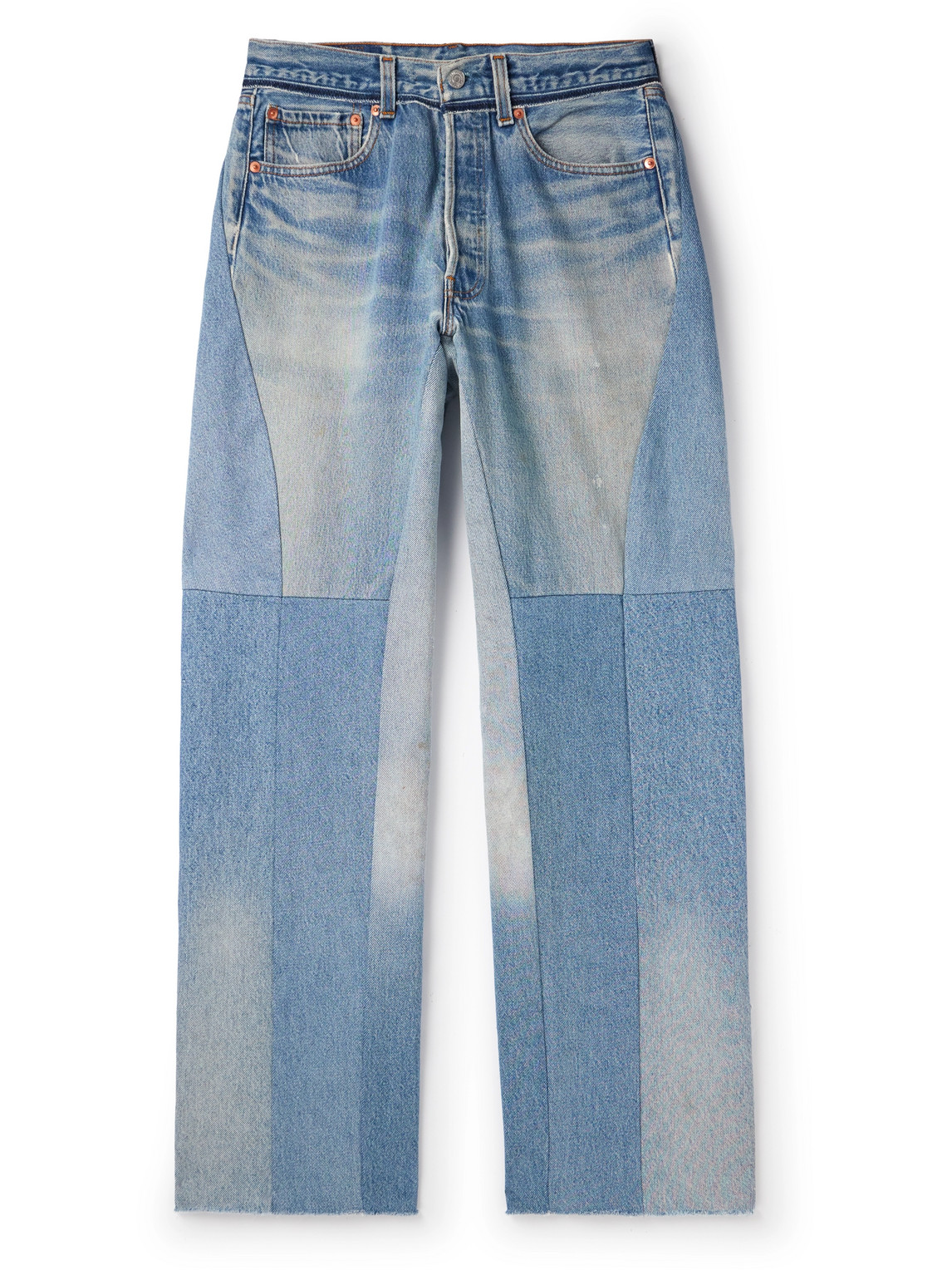 READYMADE Wide-Leg Distressed Patchwork Jeans