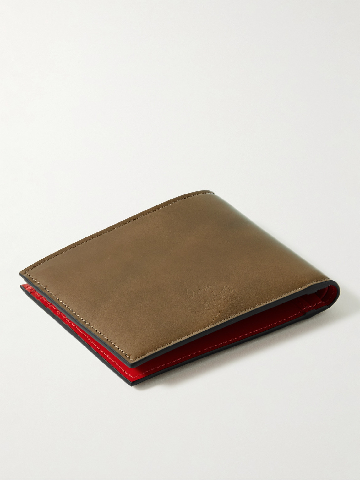 Shop Christian Louboutin Logo-appliquéd Leather Billfold Wallet In Brown