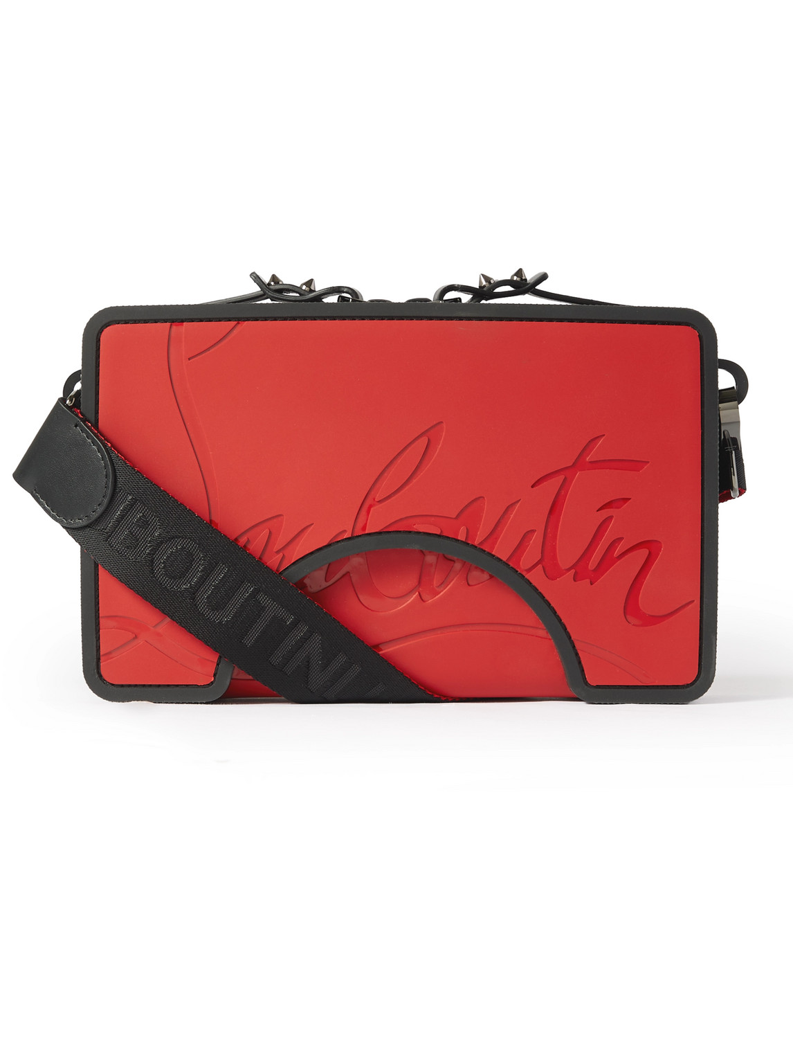 Christian Louboutin Adolon Logo-debossed Leather And Rubber Messenger Bag In Red