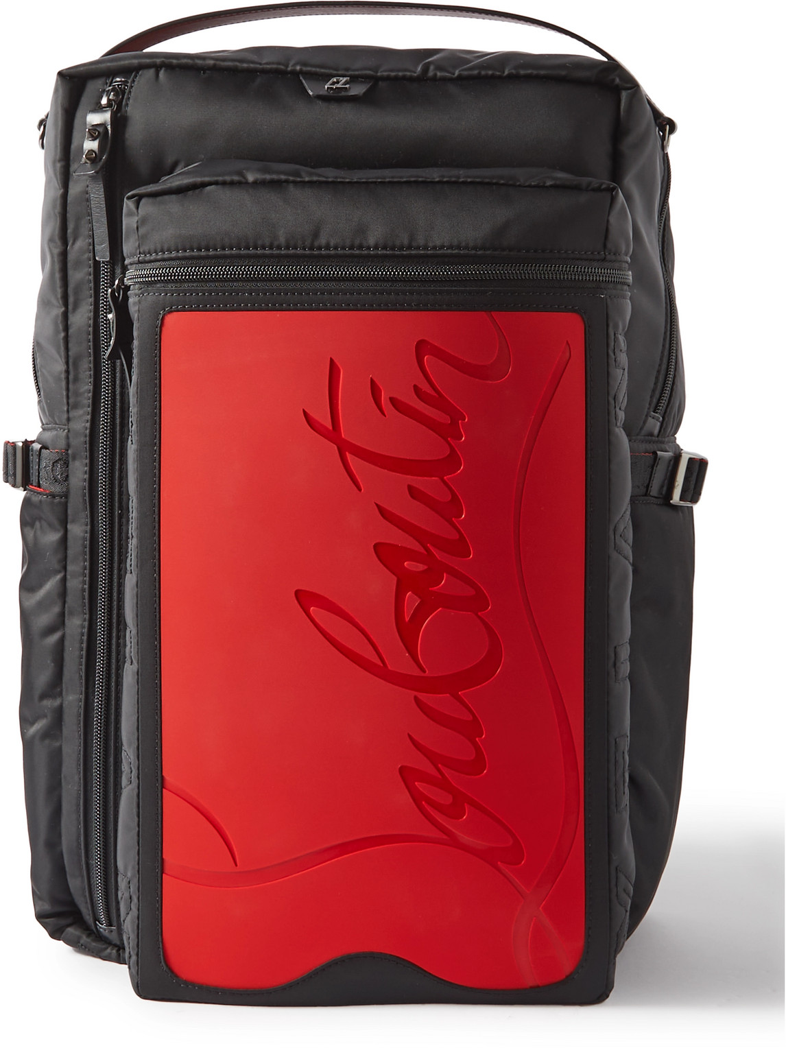 Christian Louboutin Loubideal Leather-trimmed Shell And Logo-debossed Rubber Backpack In Red