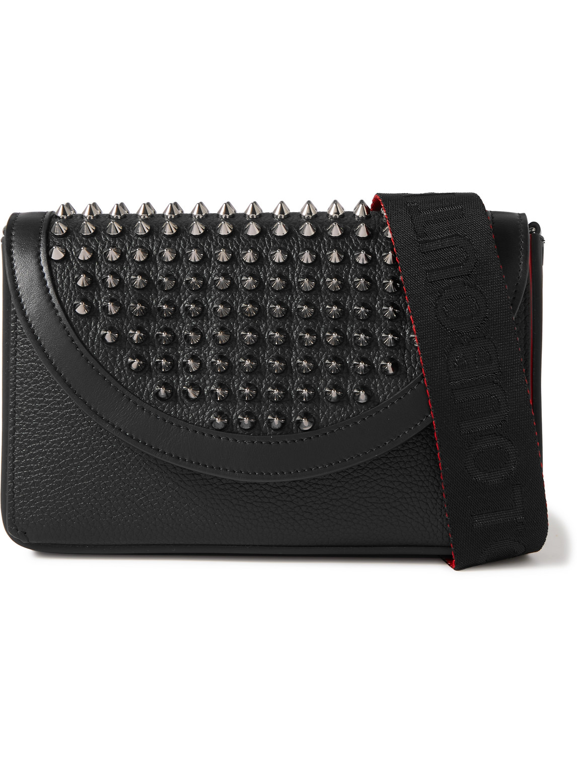 Christian Louboutin Explorafunk Studded Full-grain Leather Messenger Bag In Black