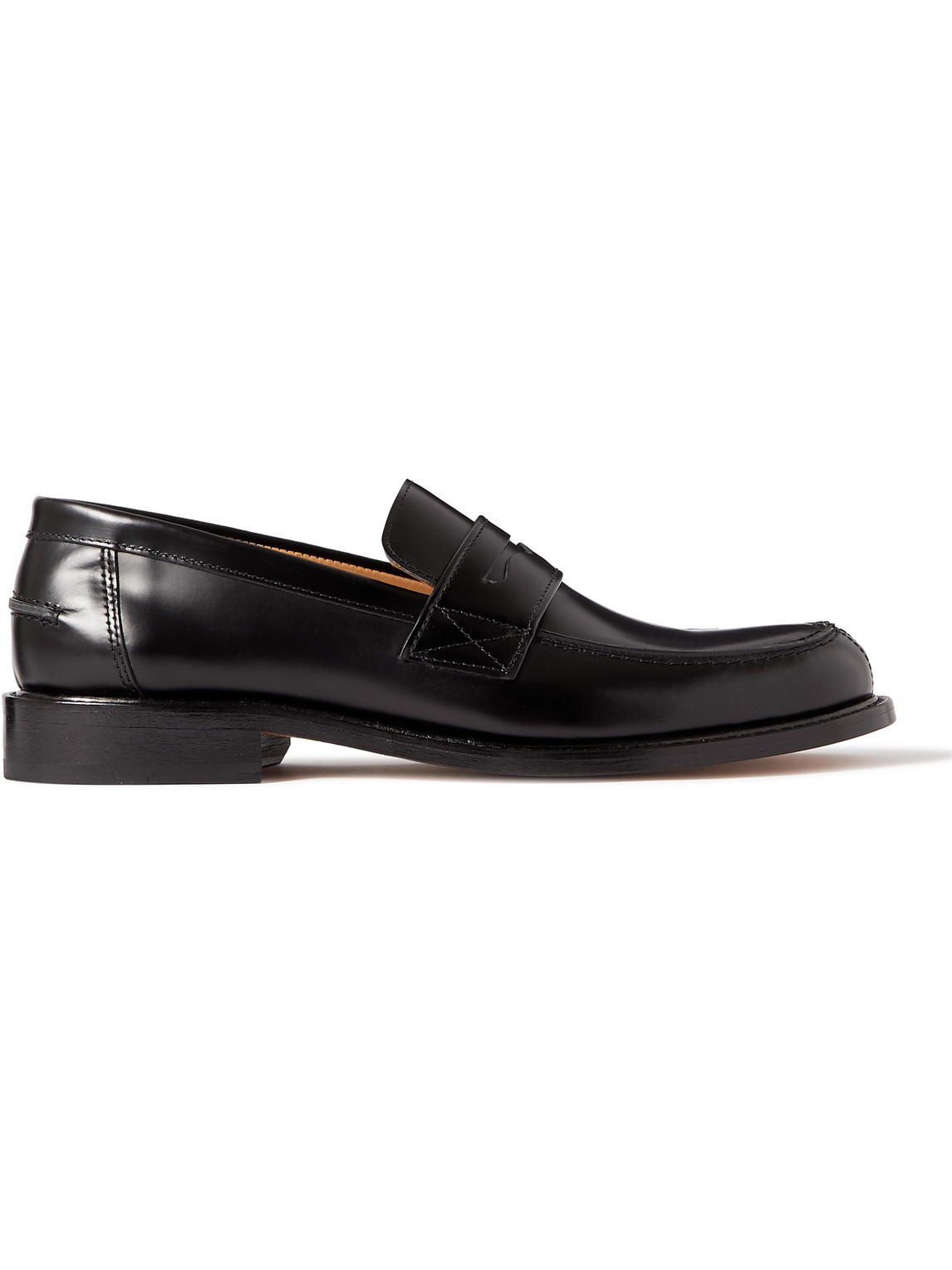 Mr P Scott Polished Leather Penny Loafers In Black
