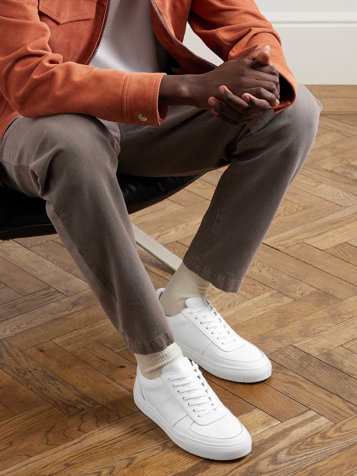 Shop Mr P Larry Leather Sneakers In White