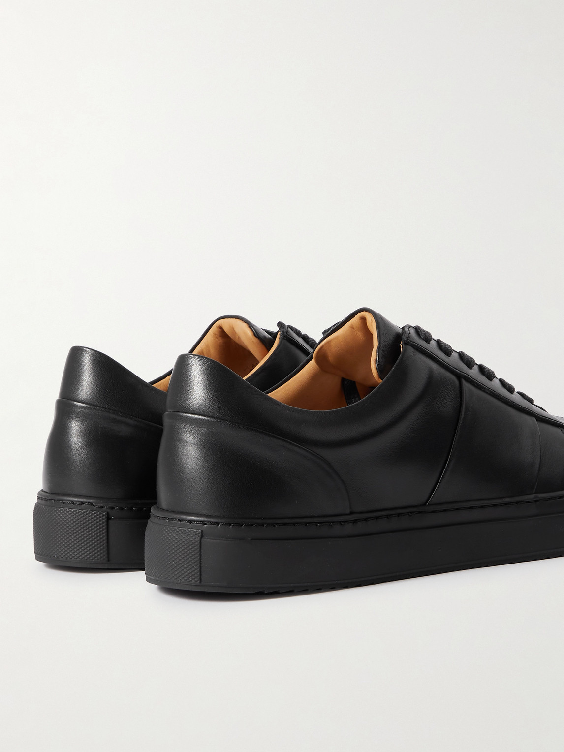 Shop Mr P Larry Leather Sneakers In Black