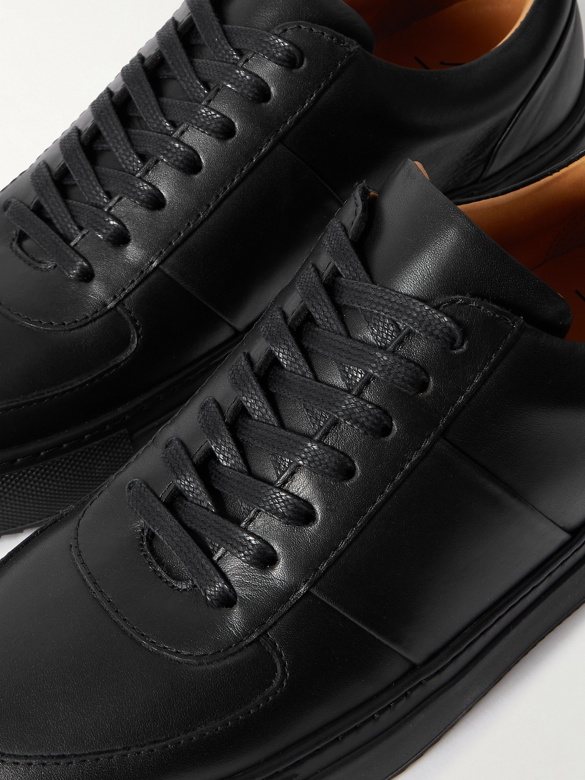 Shop Mr P Larry Leather Sneakers In Black