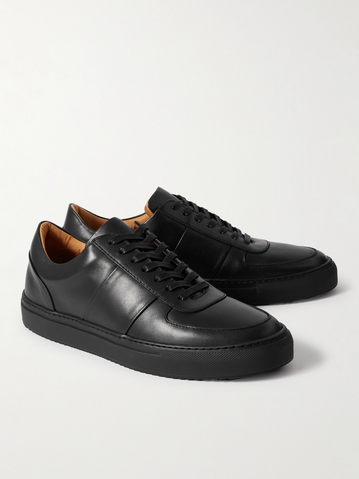 Shop Mr P Larry Leather Sneakers In Black