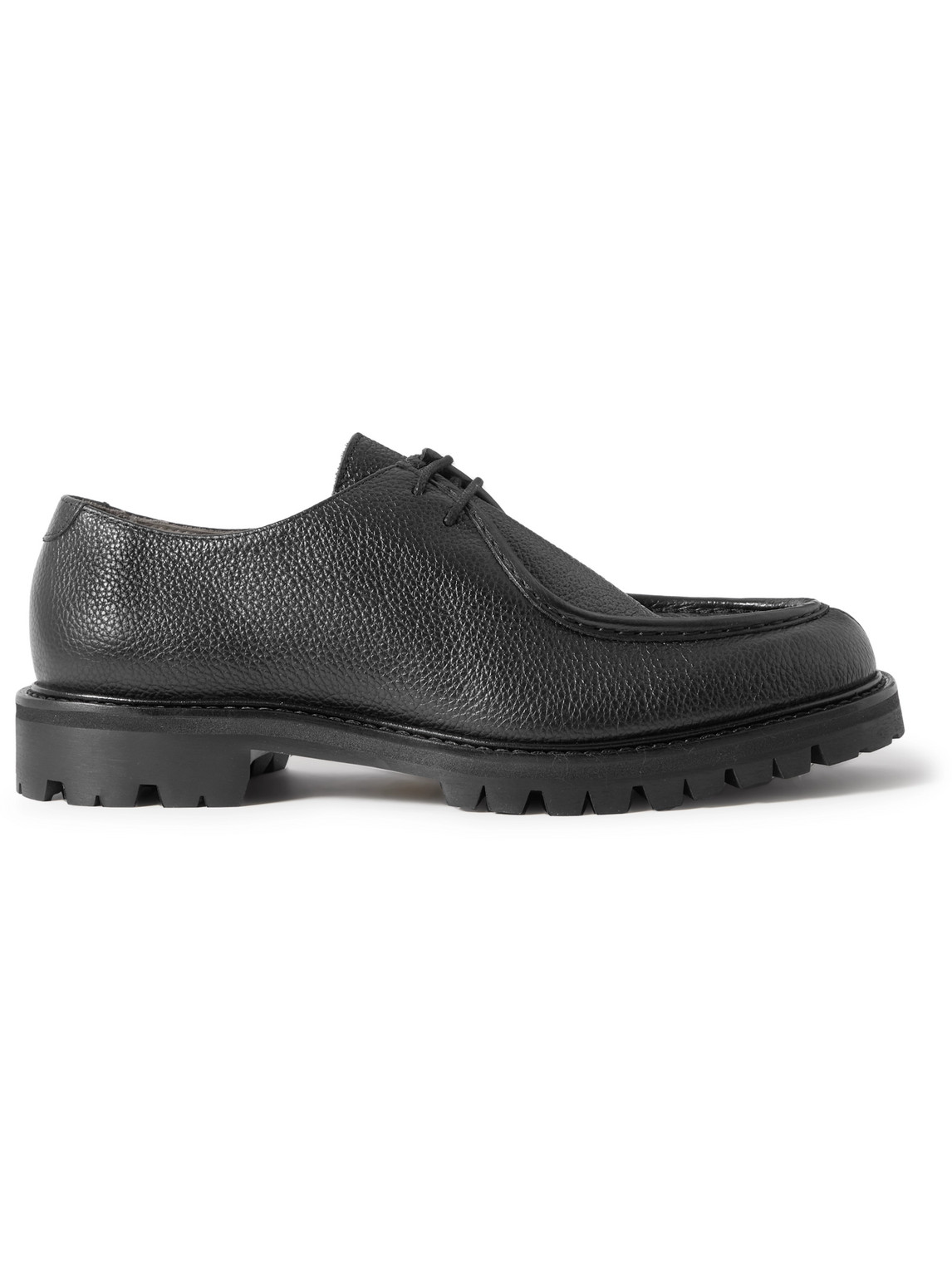 Mr P Jacques Pebble-grain Leather Derby Shoes In Black