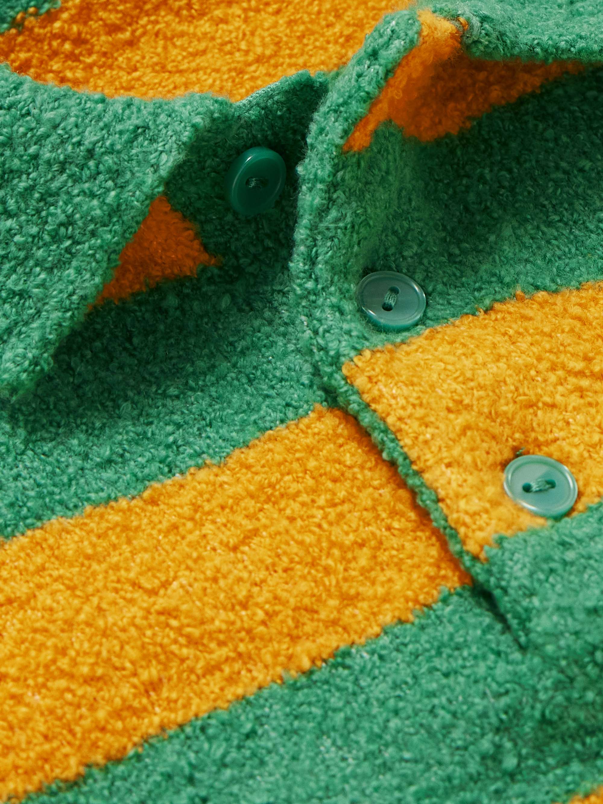 ARKET KIDS Donald Striped Wool and Mohair-Blend Bouclé Polo Shirt