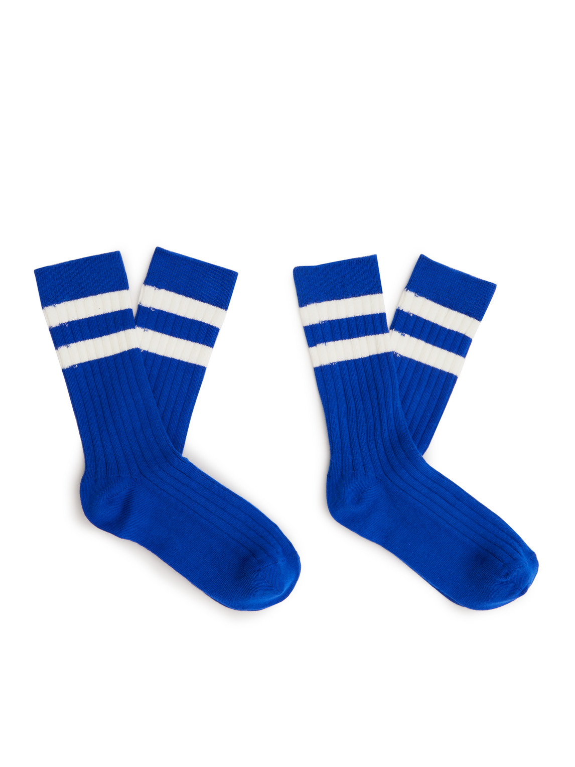 Arket Samu Striped Ribbed Stretch Cotton-blend Socks In Blue