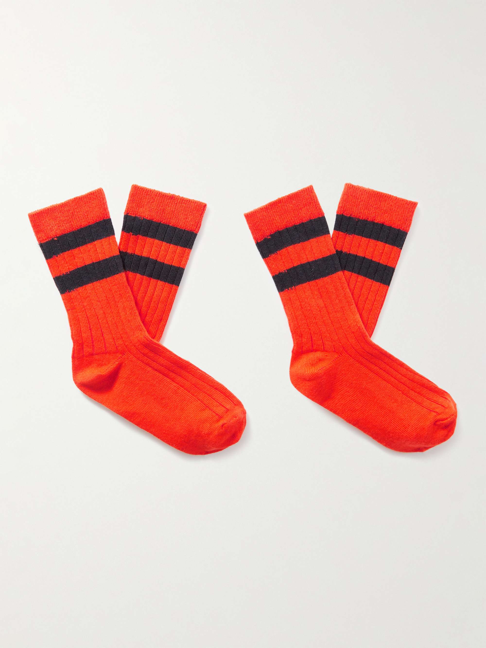 ARKET KIDS Samu Striped Ribbed Stretch Cotton-Blend Socks