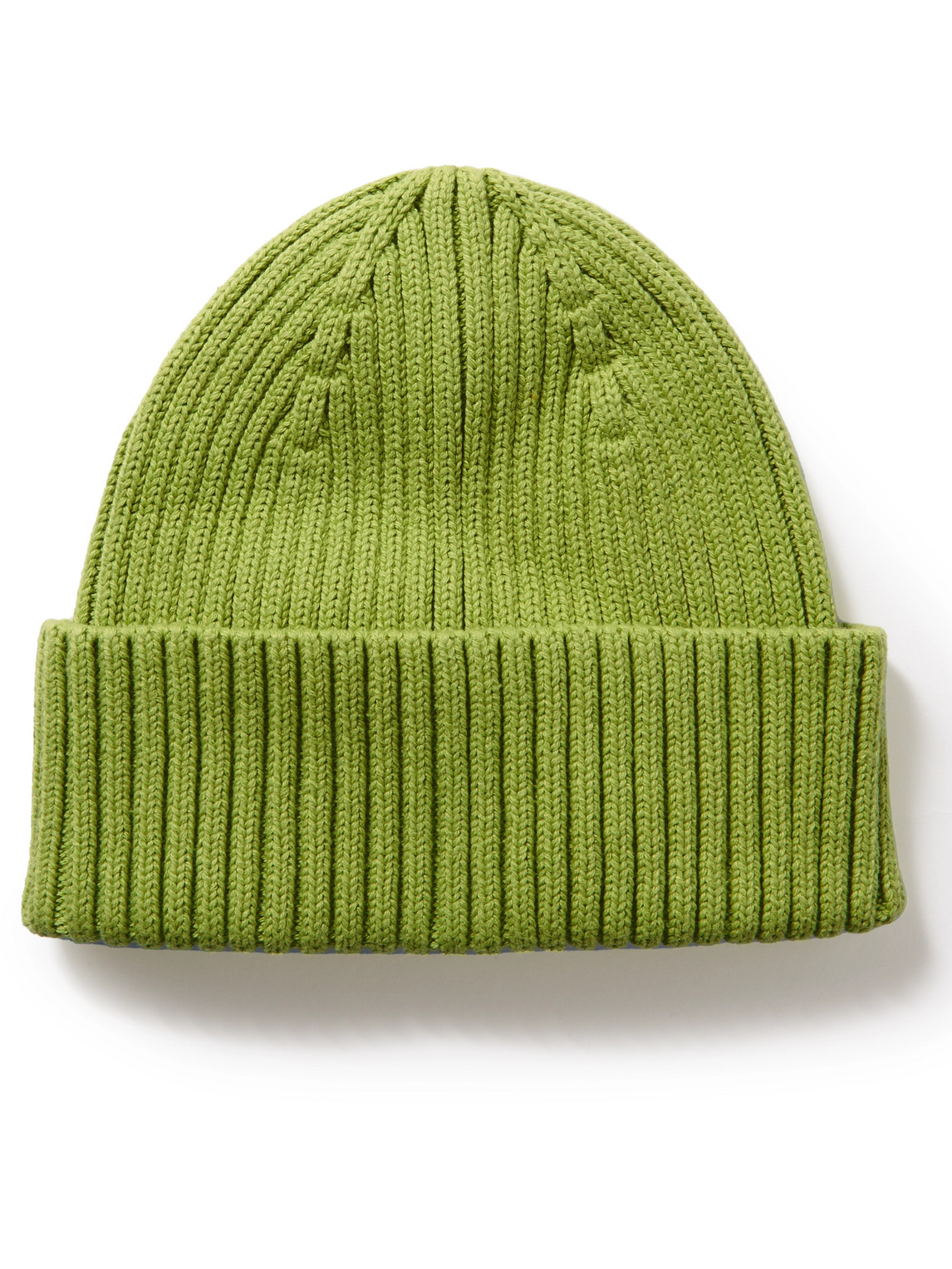 Arket Sune Ribbed Organic Cotton-blend Beanie In Green