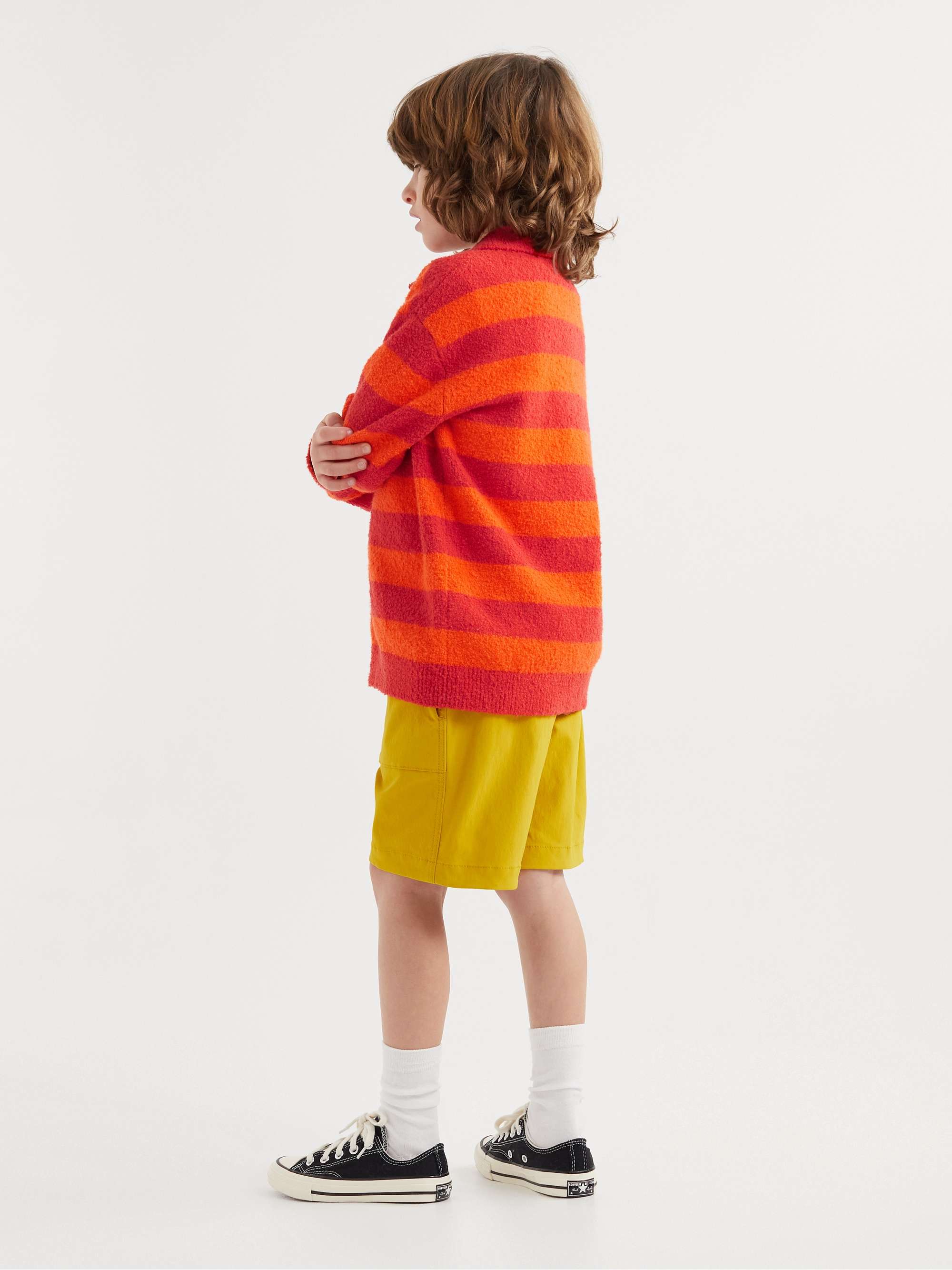 ARKET KIDS Donald Striped Wool and Mohair-Blend Bouclé Polo Shirt