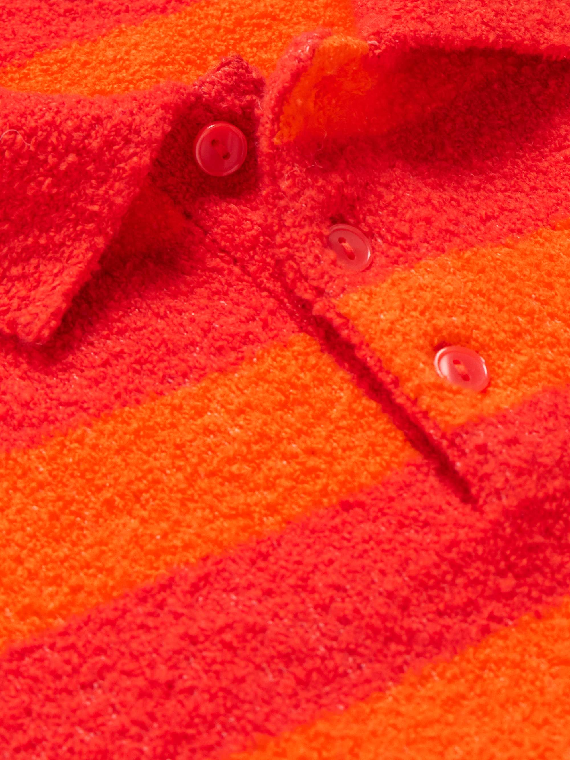 ARKET KIDS Donald Striped Wool and Mohair-Blend Bouclé Polo Shirt