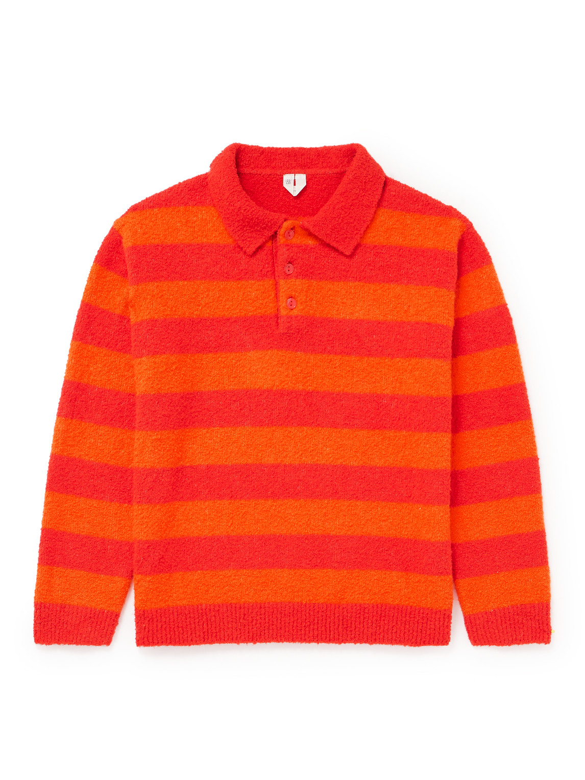 ARKET DONALD STRIPED WOOL AND MOHAIR-BLEND BOUCLÉ POLO SHIRT