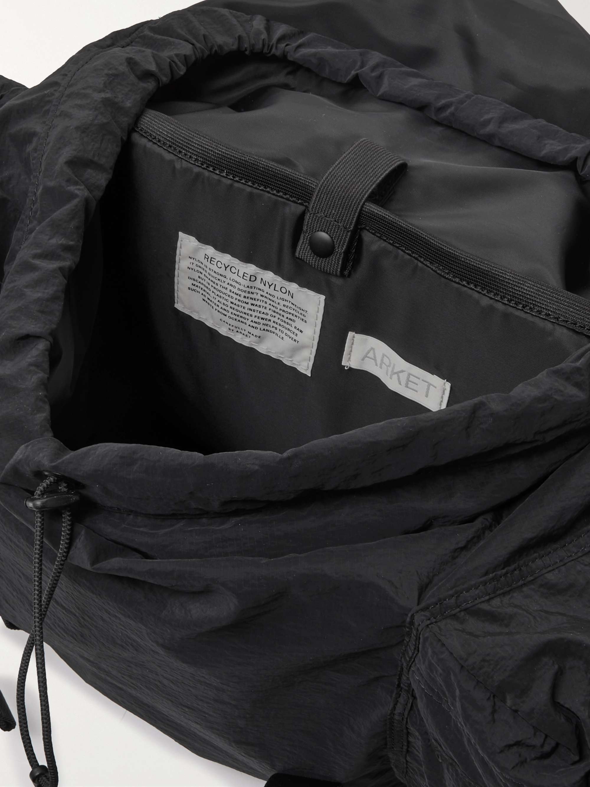 ARKET Ash Webbing and Mesh-Trimmed Crinkled-Shell Backpack | MR PORTER