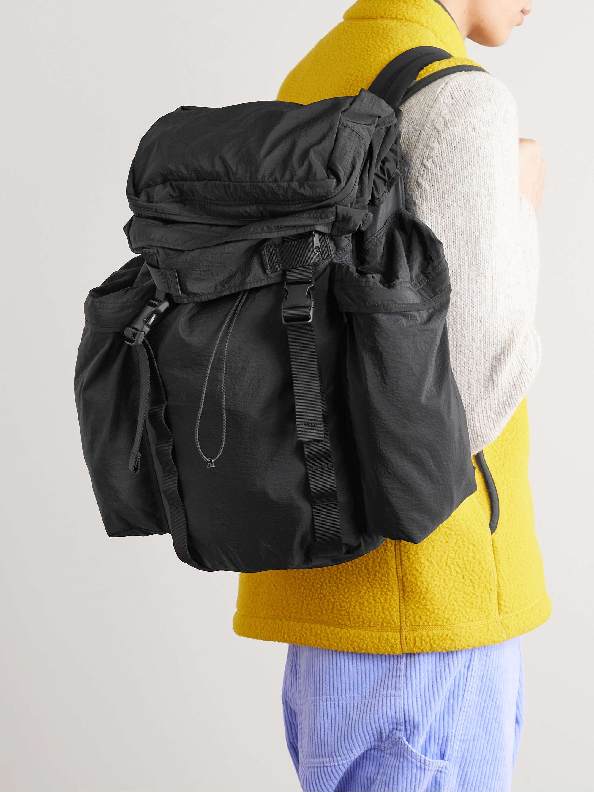 ARKET Ash Webbing and Mesh-Trimmed Crinkled-Shell Backpack | MR PORTER