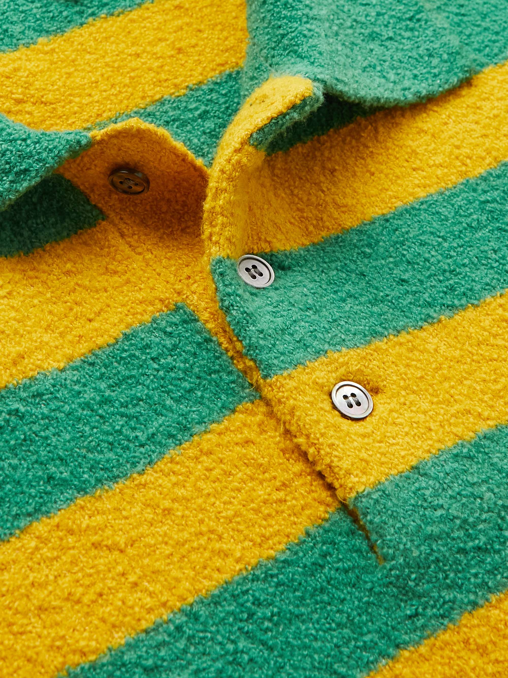 ARKET Stones Striped Cotton-Blend Bouclé Polo Shirt