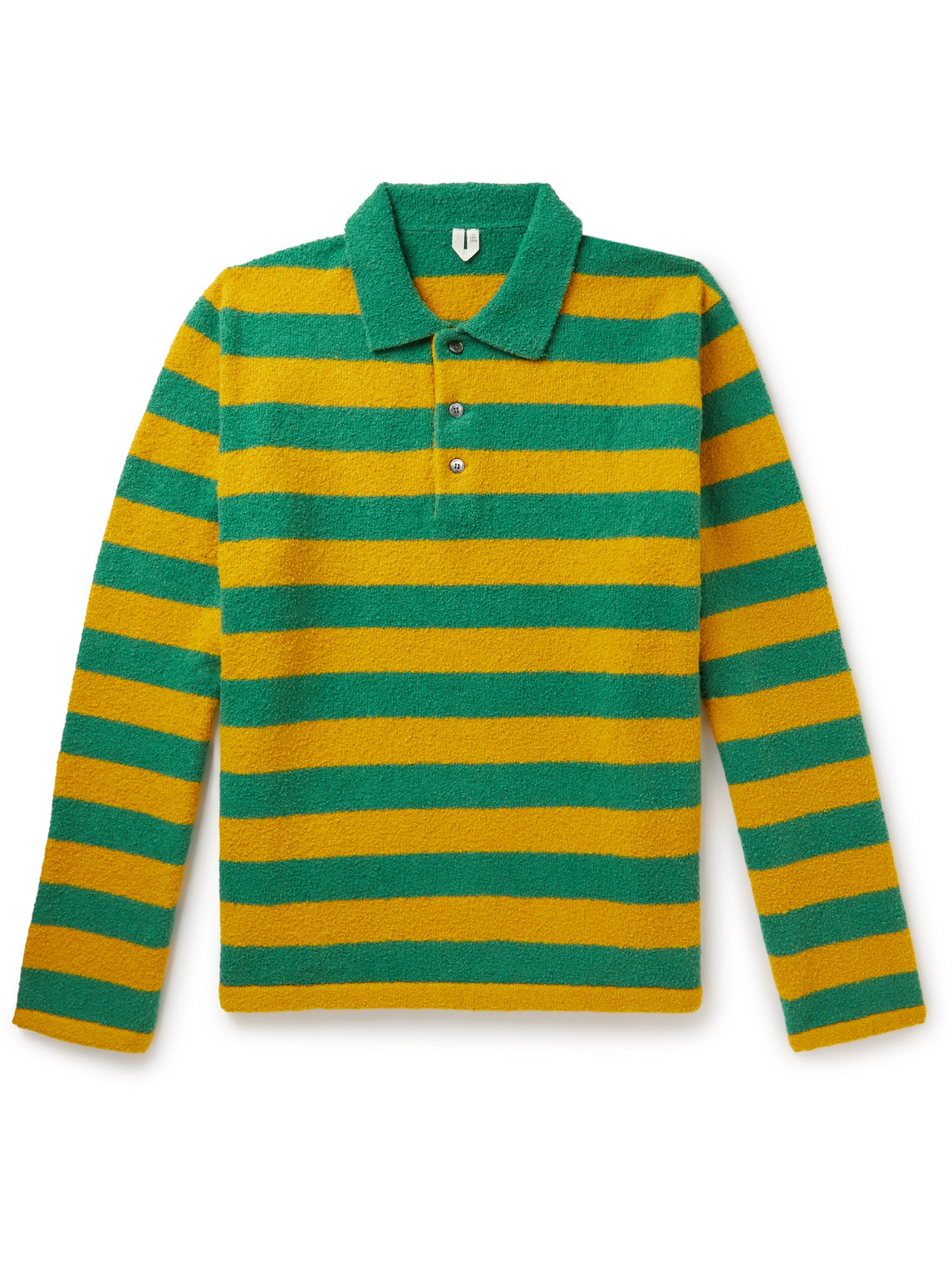 Arket Stones Striped Cotton-blend Bouclé Polo Shirt In Yellow