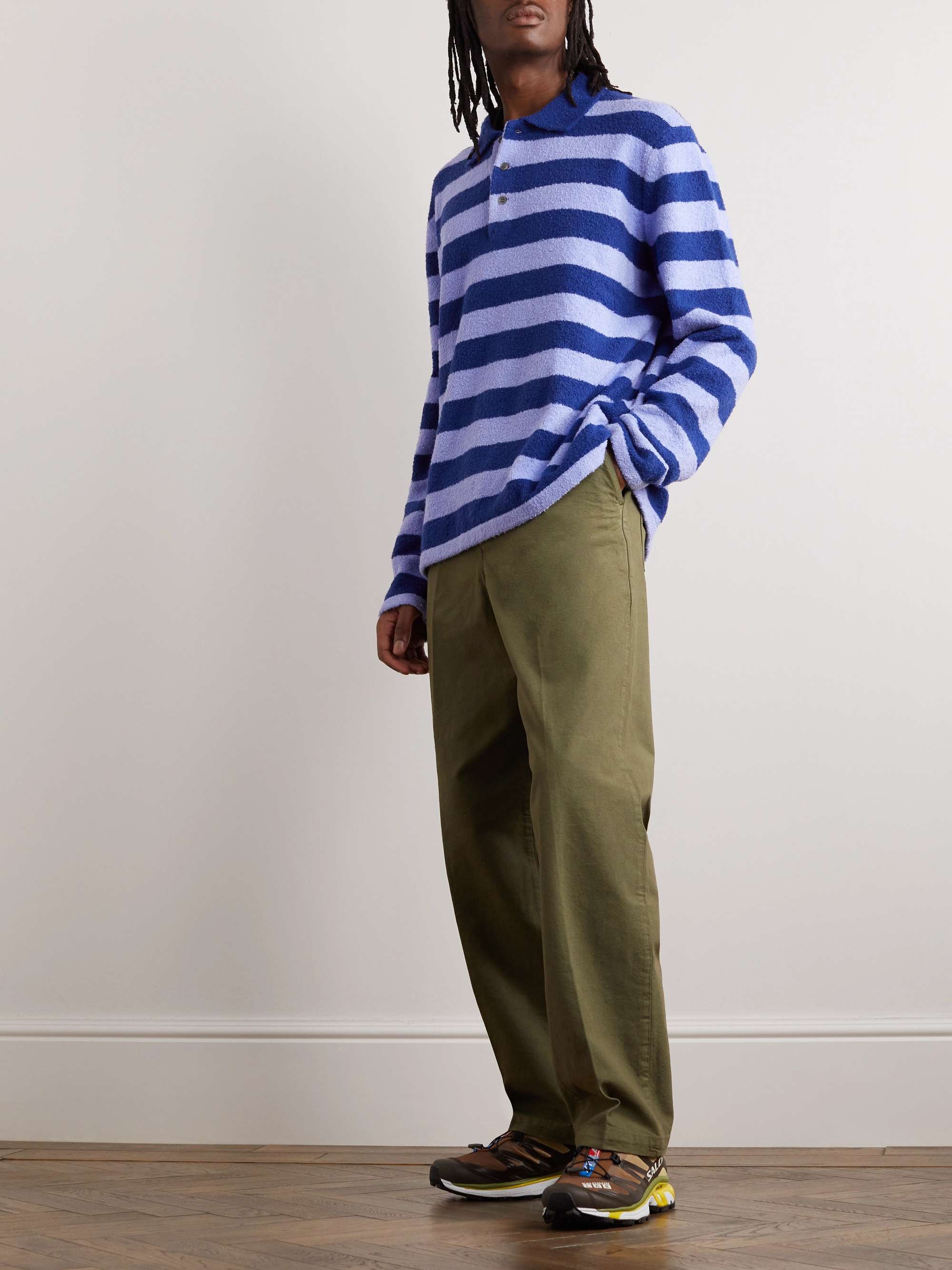 ARKET Stones Striped Cotton-Blend Bouclé Polo Shirt