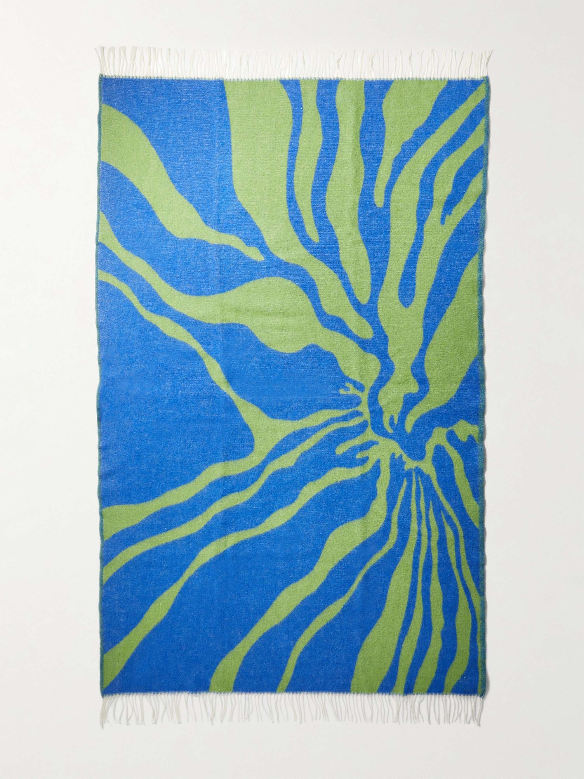 ARKET Seaweed Fringed Wool-Jacquard Blanket