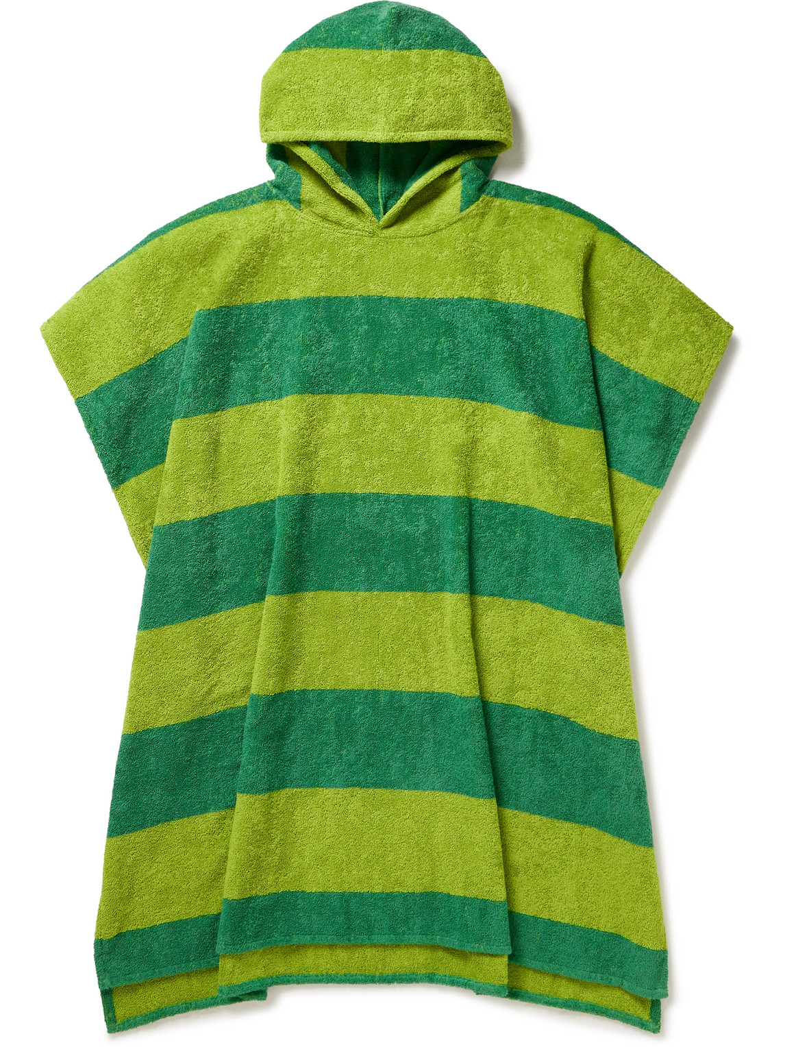 Arket Jemima Striped Cotton-terry Hooded Poncho In Green