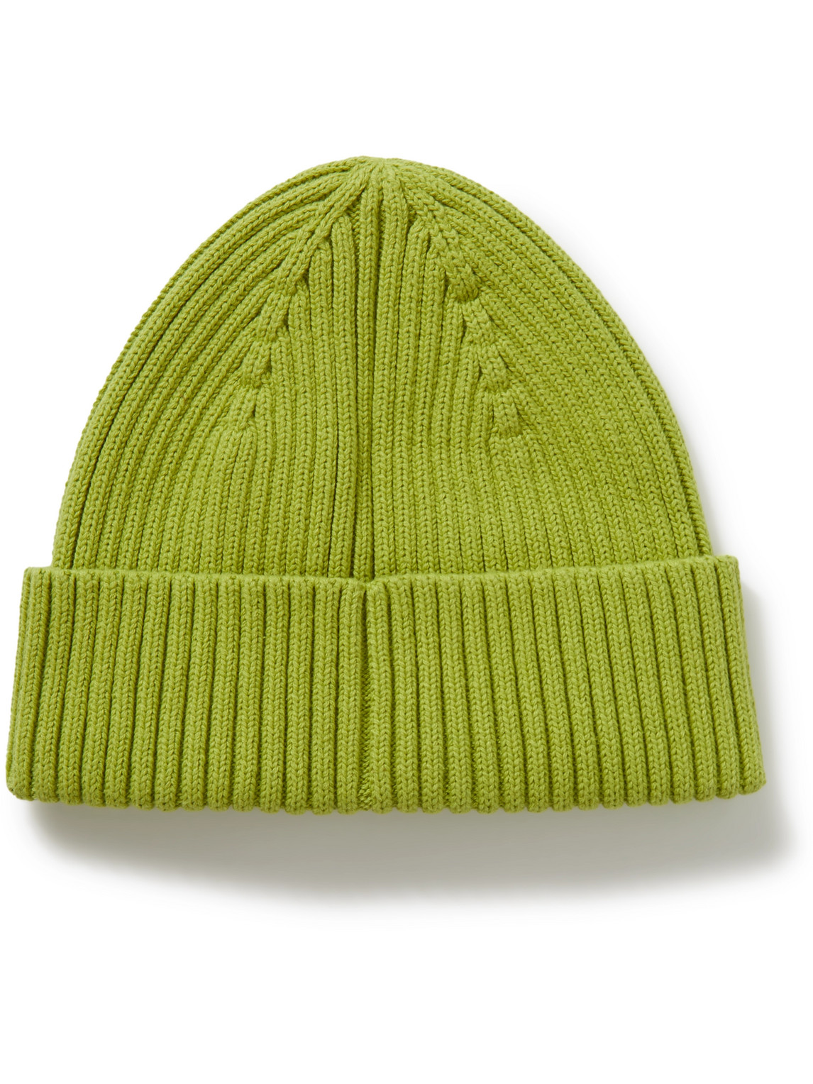 Arket June Ribbed Cotton-blend Beanie In Green