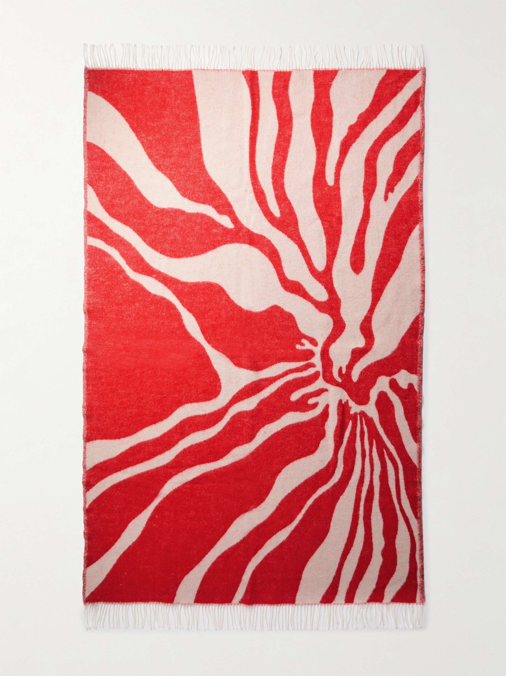 ARKET Seaweed Fringed Wool-Jacquard Blanket
