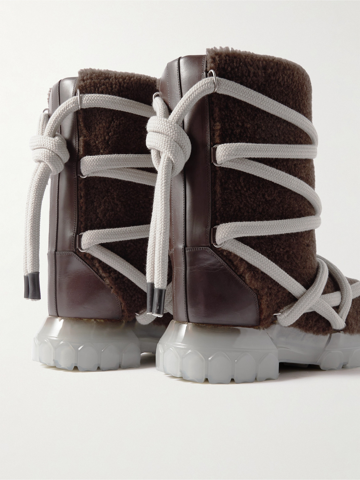 Rick Owens | Lunar Tractor Leather-Trimmed Shearling Boots