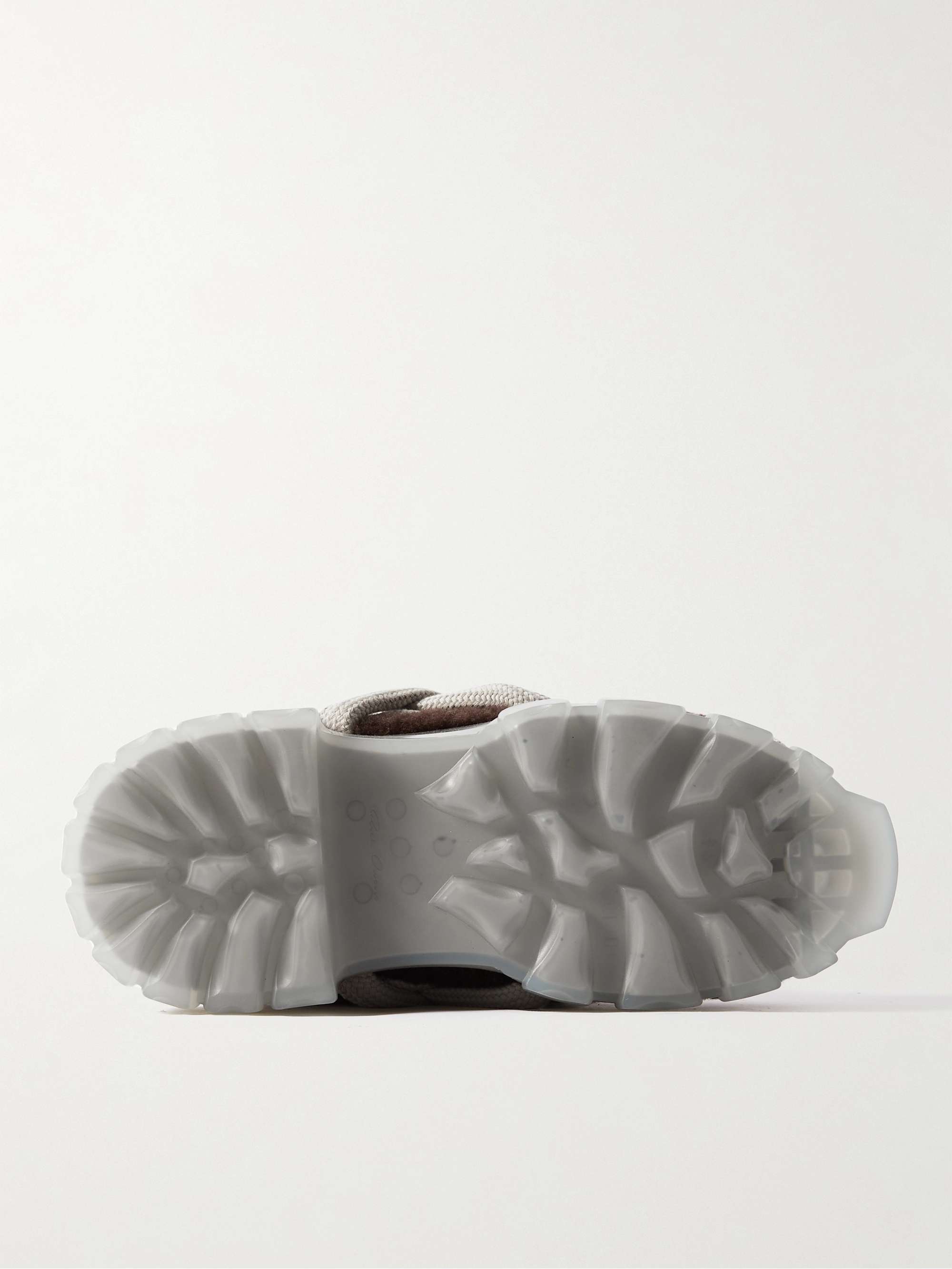 RICK OWENS Lunar Tractor Leather-Trimmed Shearling Boots for