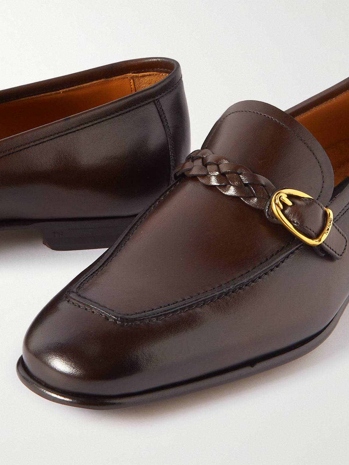 Shop Tom Ford Martin Burnished-leather Loafers In Brown
