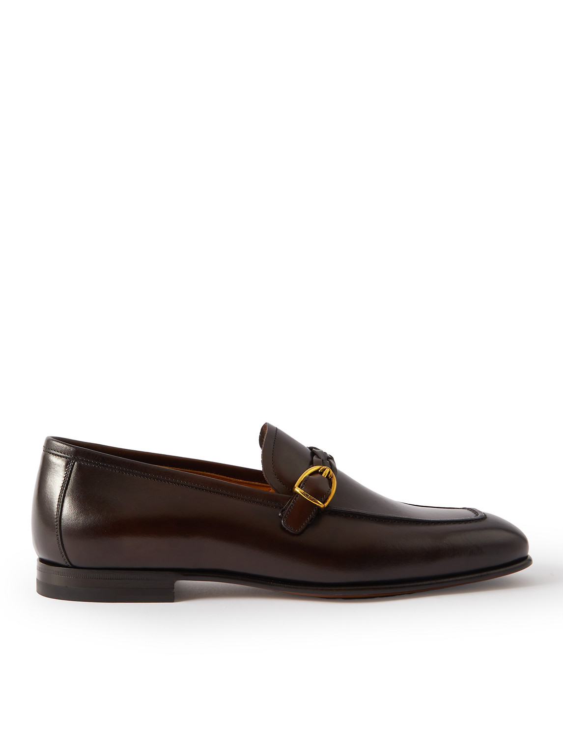Shop Tom Ford Martin Burnished-leather Loafers In Brown