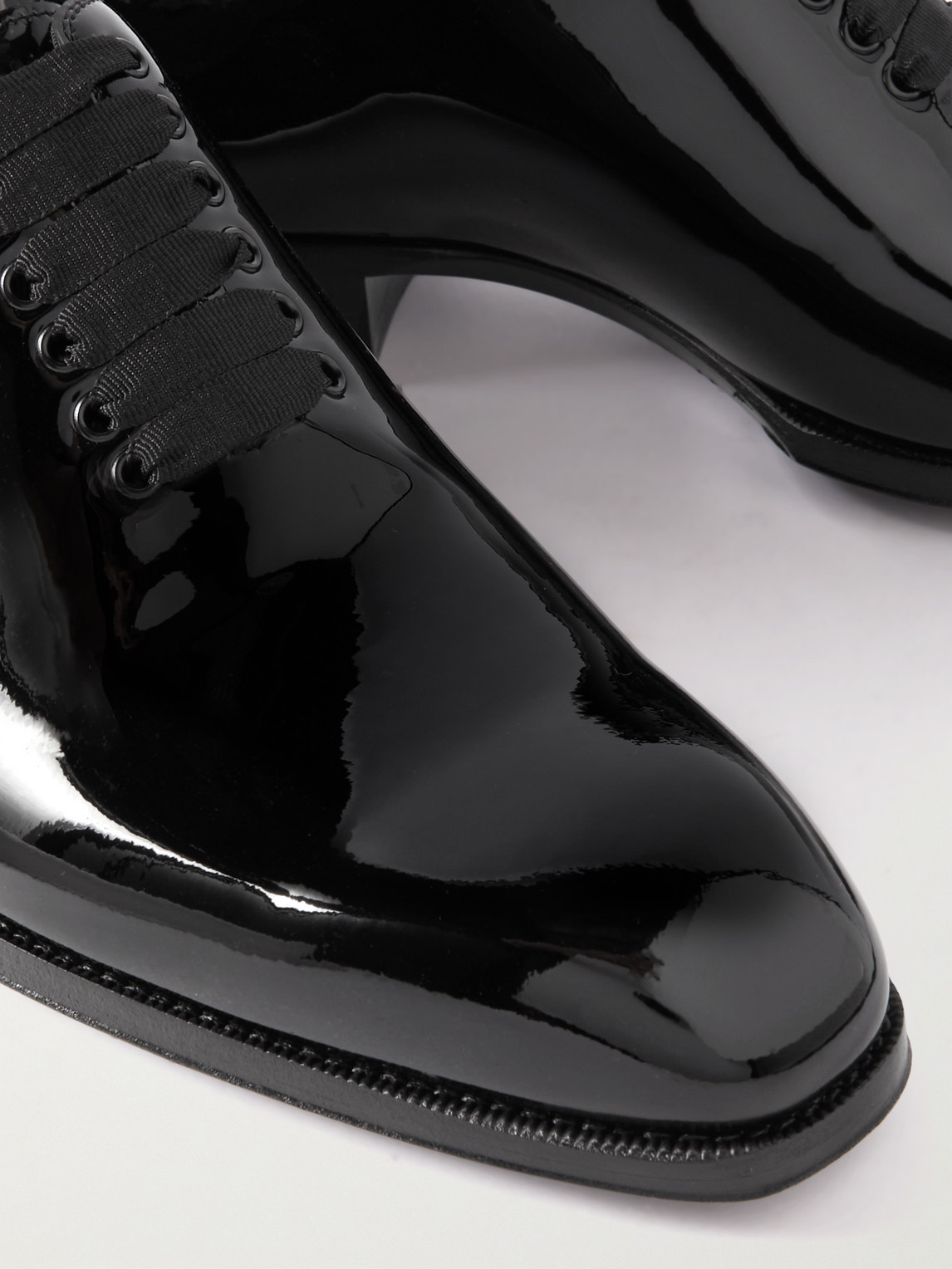 Shop Tom Ford Elkan Whole-cut Patent-leather Oxford Shoes In Black