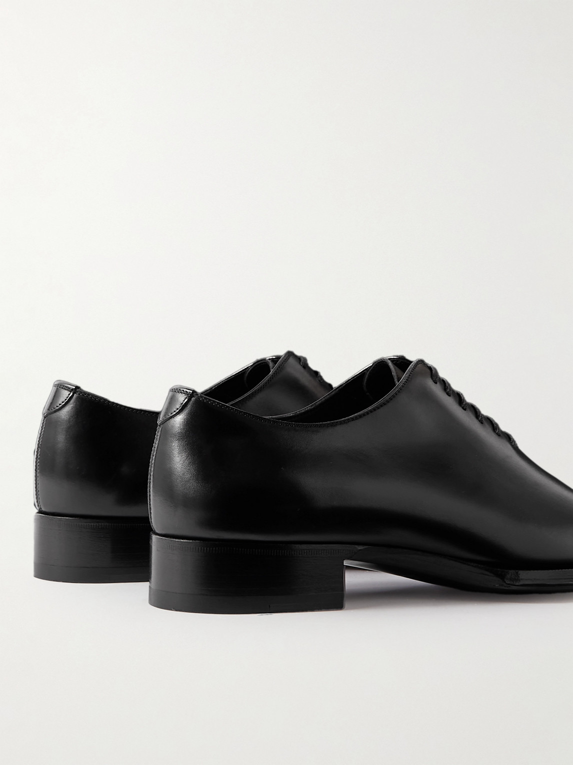 Shop Tom Ford Elkan Whole-cut Glossed-leather Oxford Shoes In Black